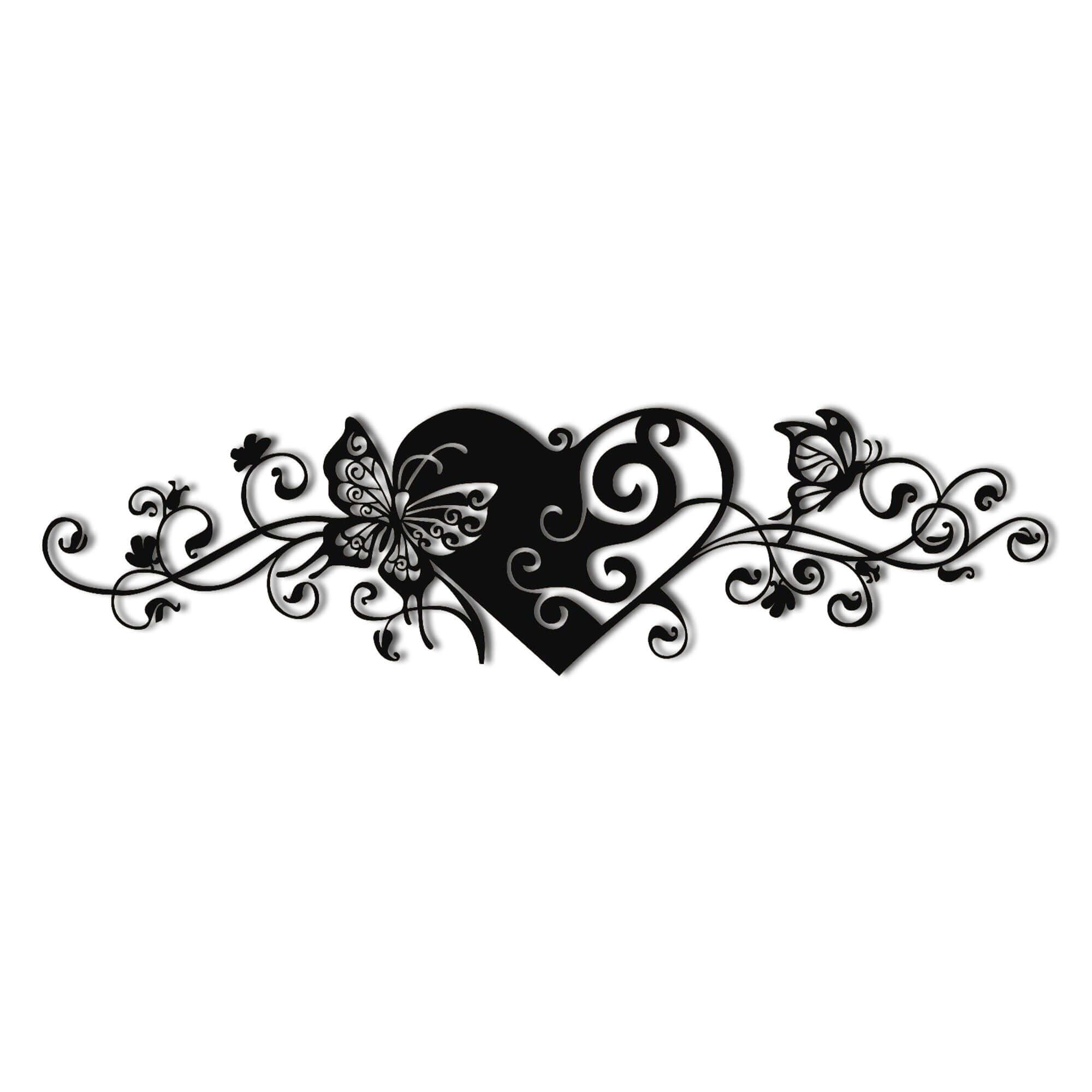 Heart and Butterfly Metal Wall Art