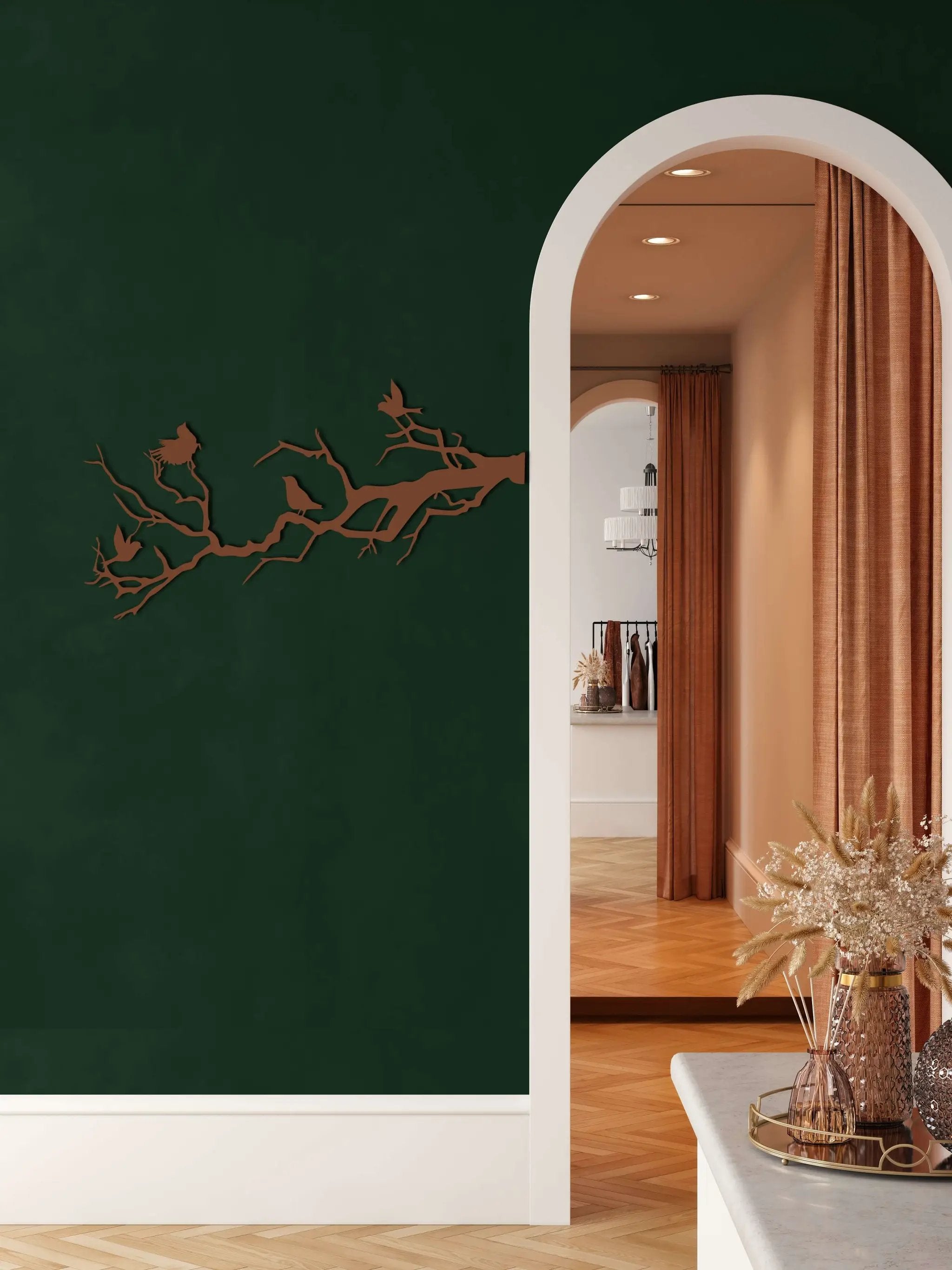 Birds on Branch Metal Wall Art
