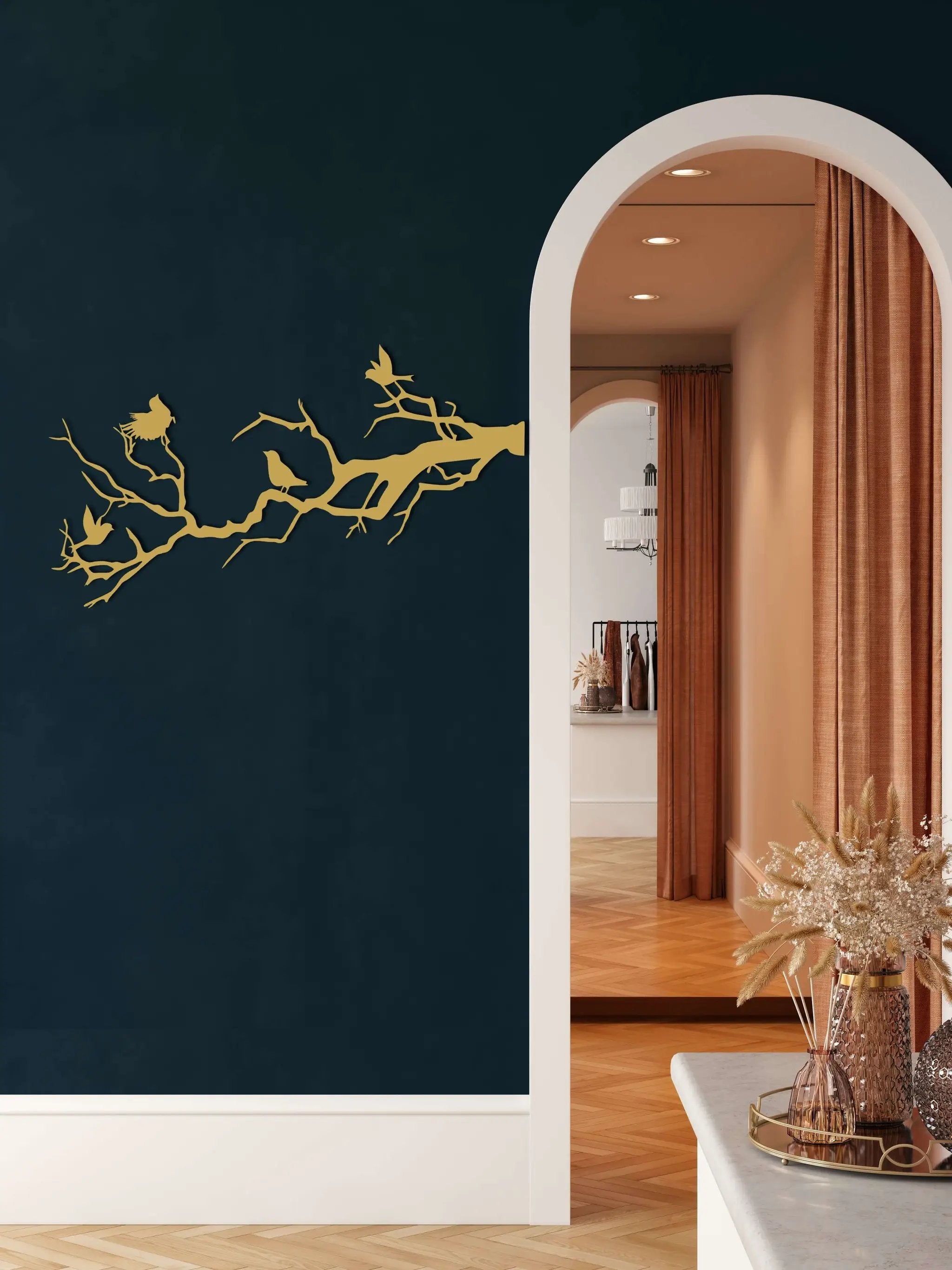 Birds on Branch Metal Wall Art