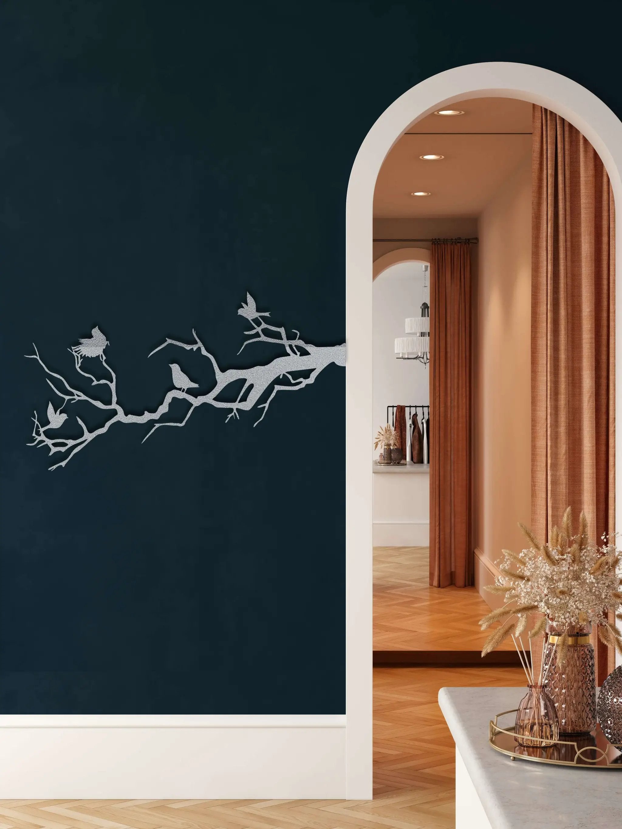 Birds on Branch Metal Wall Art
