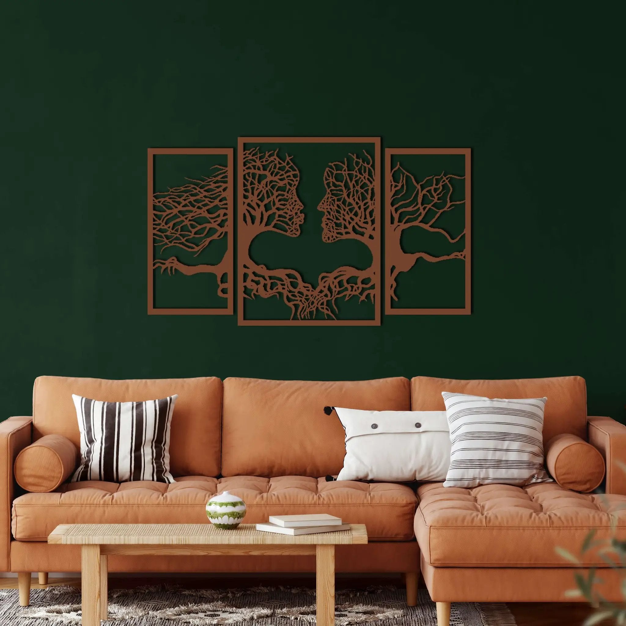 Two Face in Tree Metal Wall Art