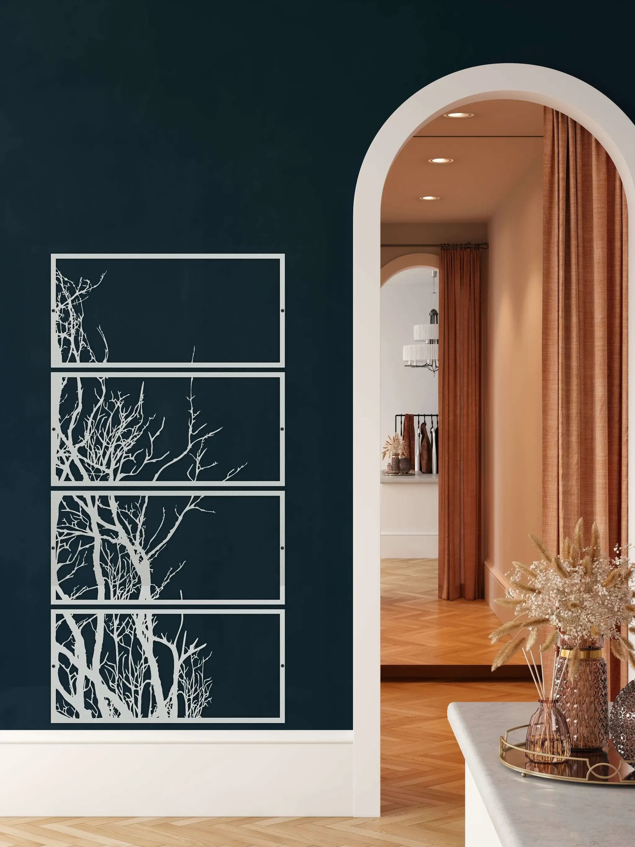4 Panels Tree of Life Metal Wall Art