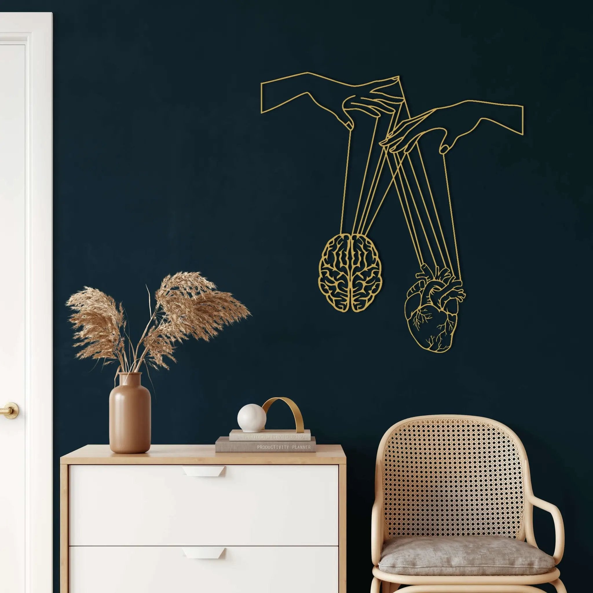 Brain and Heart Metal Wall Art