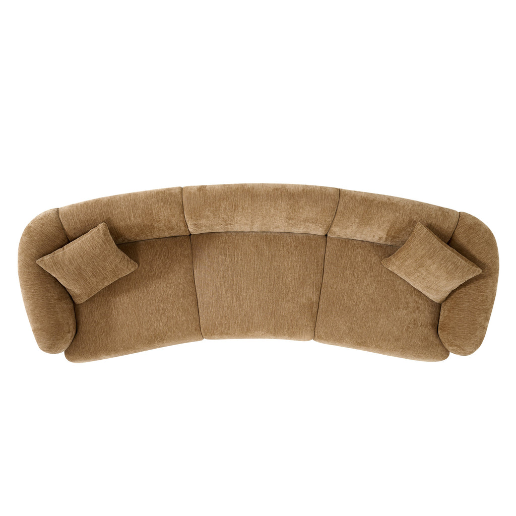 98.5 ' Curved Designed Contemporary 3-Seater Sofa in Mocha: Plush Seating, Streamlined Design, and Durable Frame – Ideal for Stylish Living Spaces