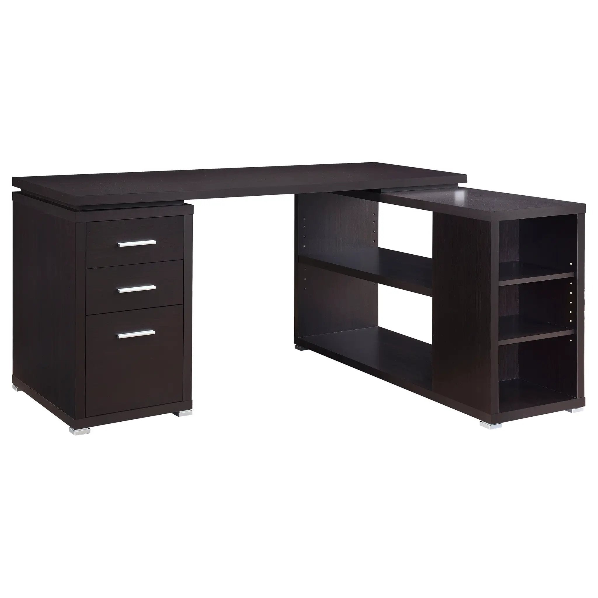 Tona Cappuccino 3-Drawer L-shape Computer Desk