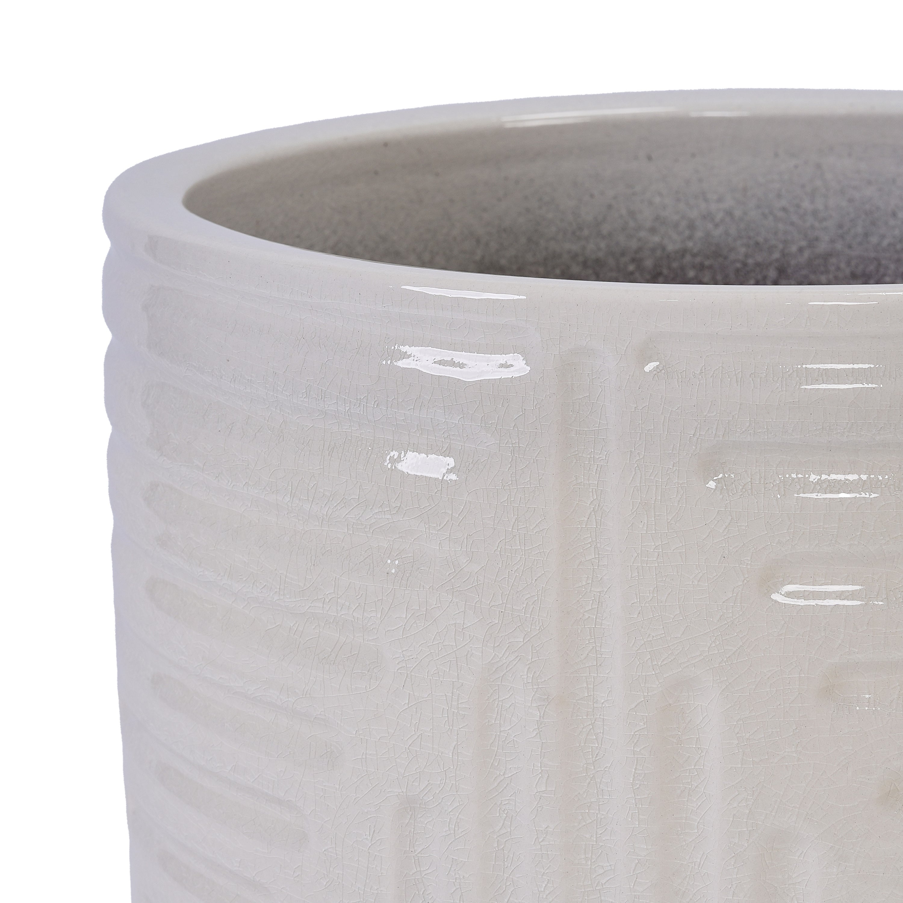 Ceramic Flowerpot, Modern Planter for Patio, Garden, Windowsill - White