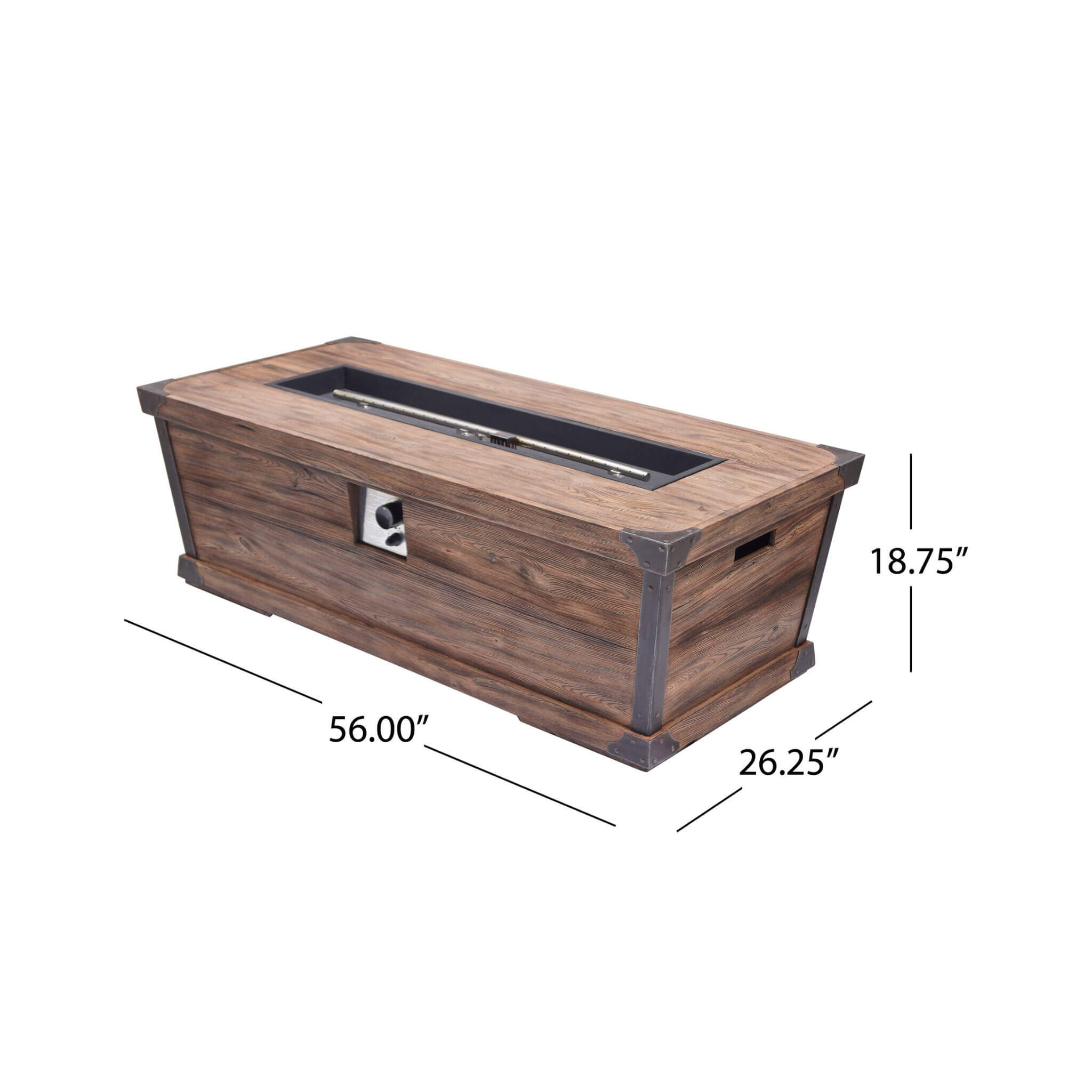 56" Outdoor 50K BTU Wood Pattern Rectangle Gas Burning Fire Pit (SAK43681)