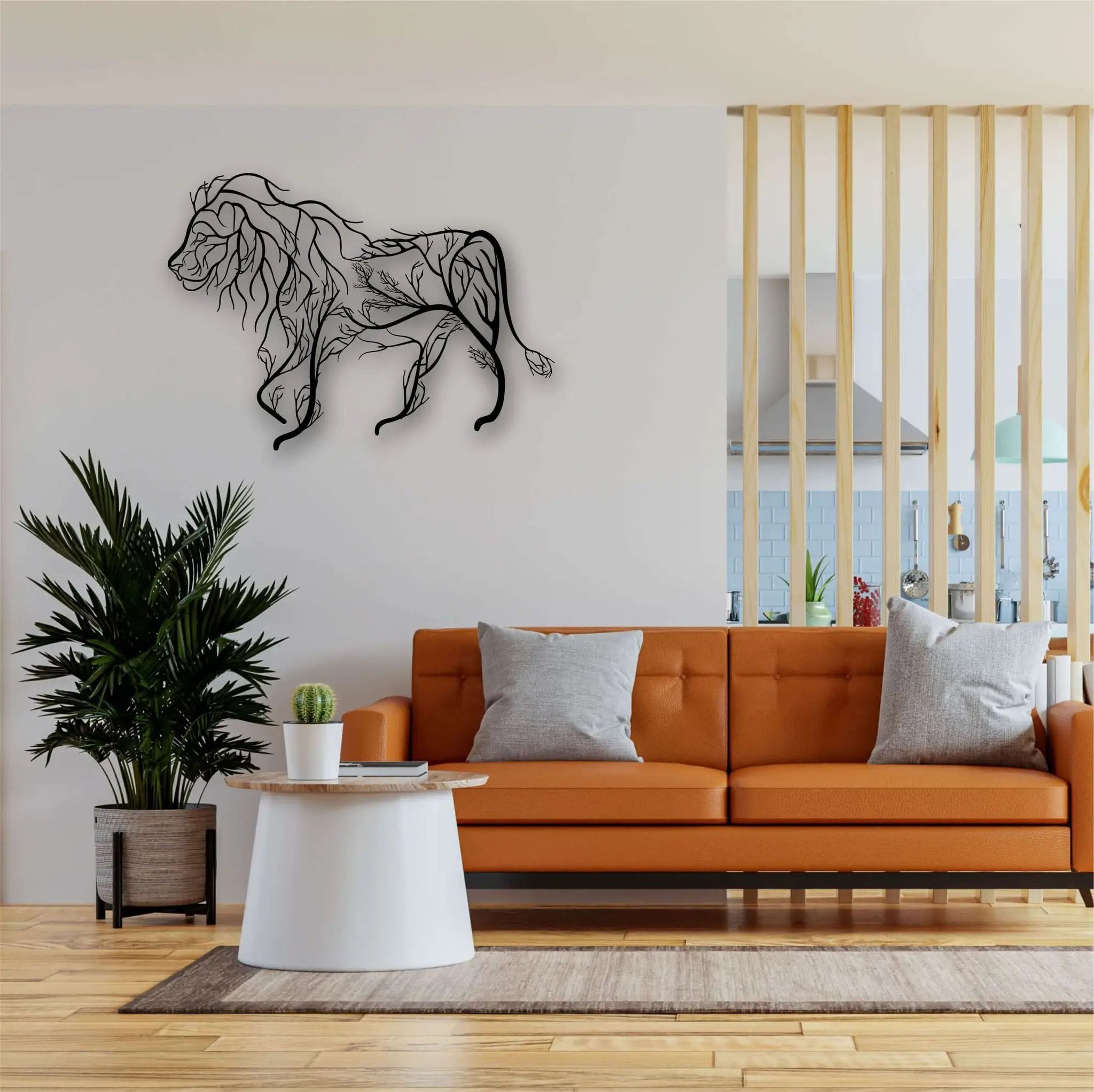 Tree Lion Metal Wall Art