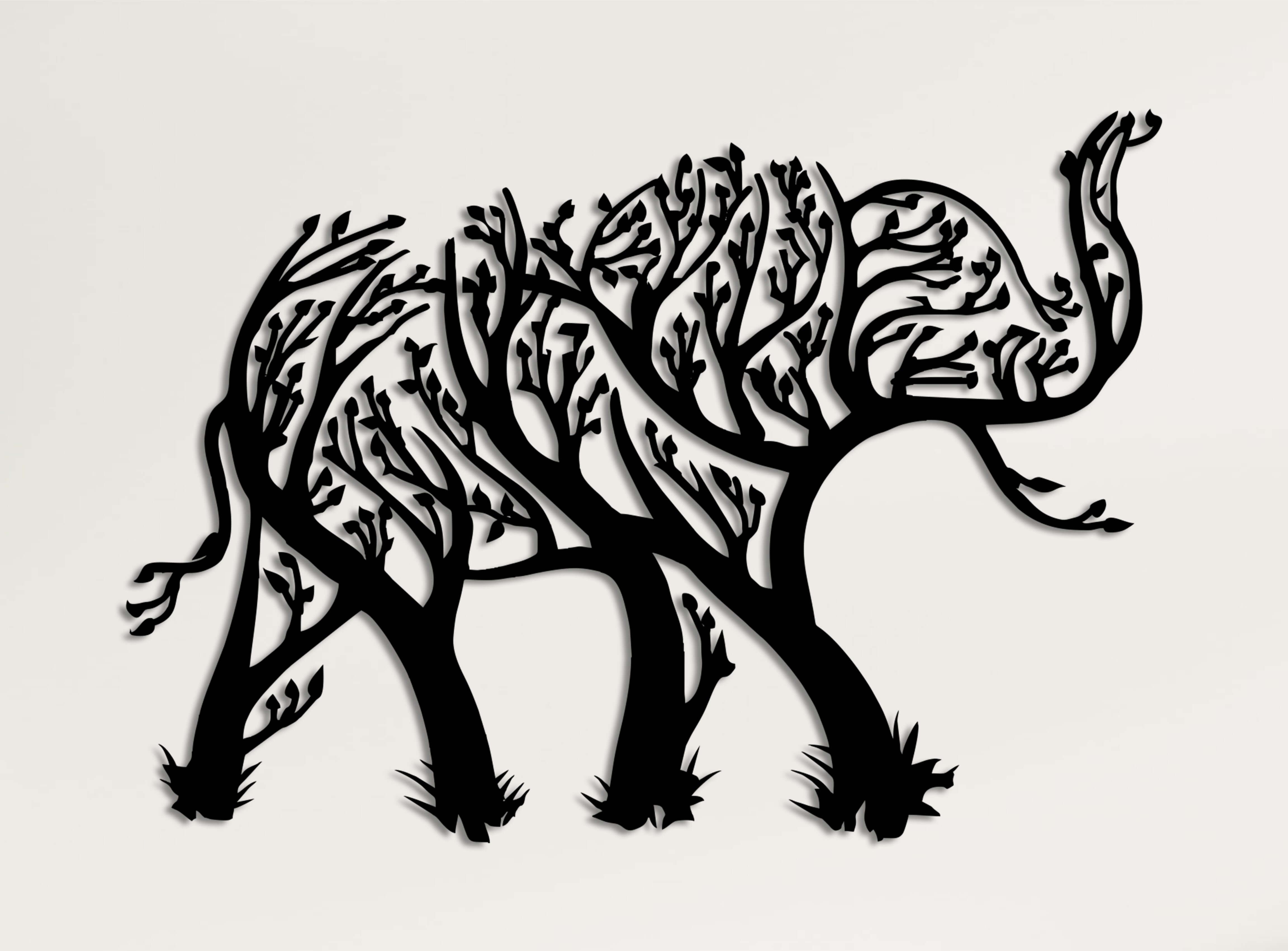 Tree Elephant Metal Wall Art