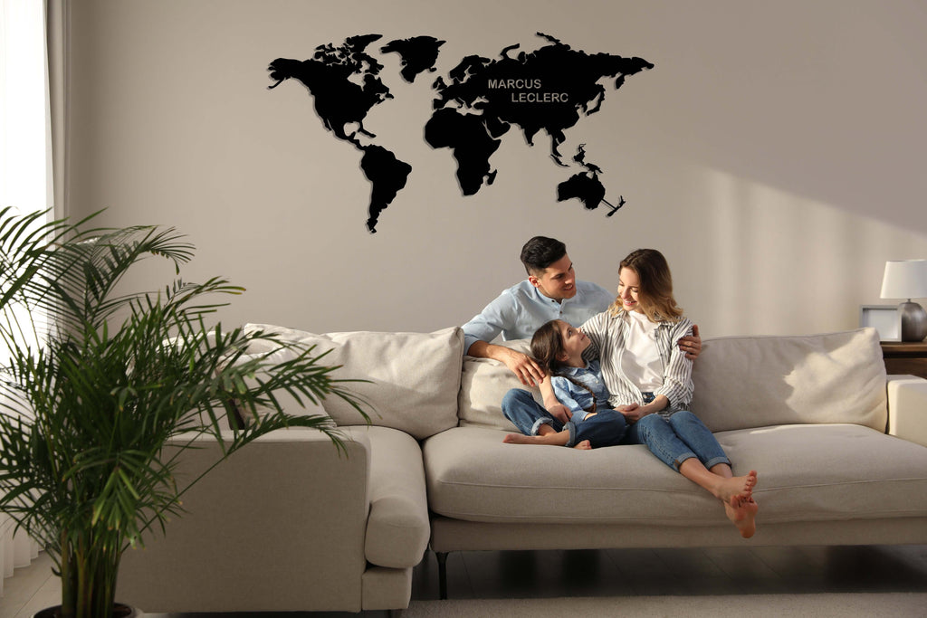 Personalized World Map Metal Wall Art