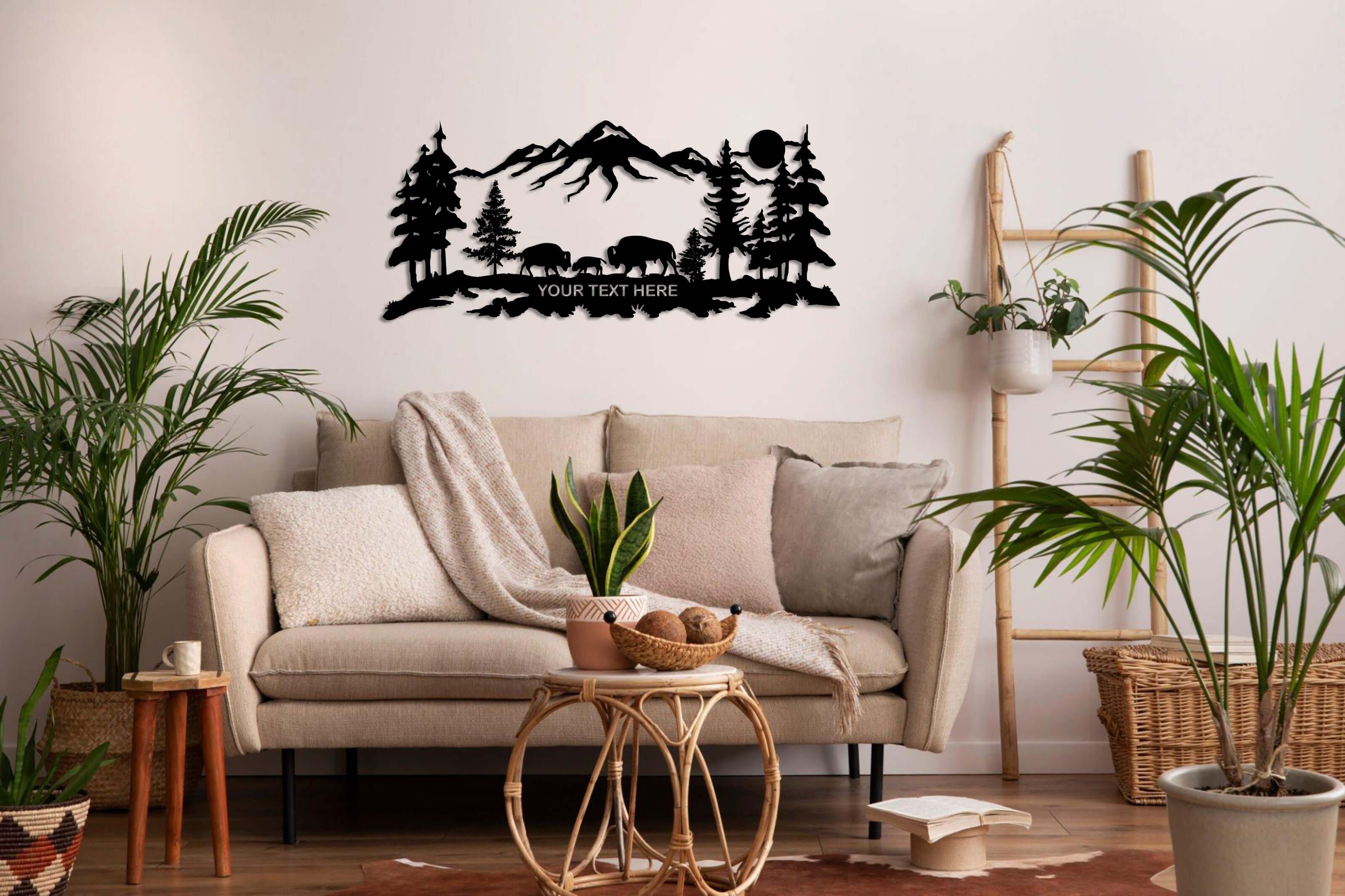 Personalized Bison Family Metal Wall Art
