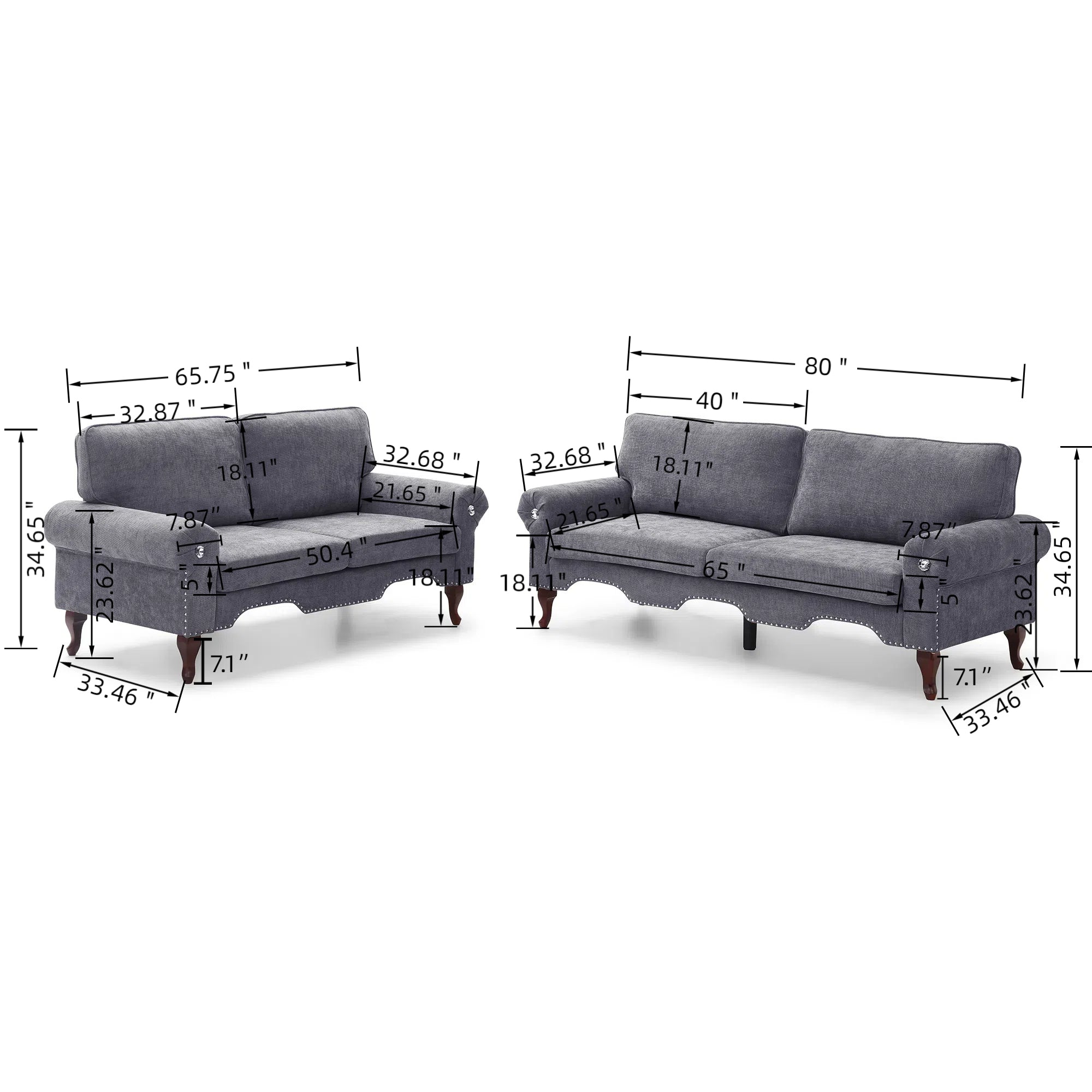 2 Piece Sectional Sofa Set with Movable Pillows, 5 Seat Convertible  Couch Sets,  Upholstered Sofa for Living Room Office, Bedroom & Apartment,  Gray