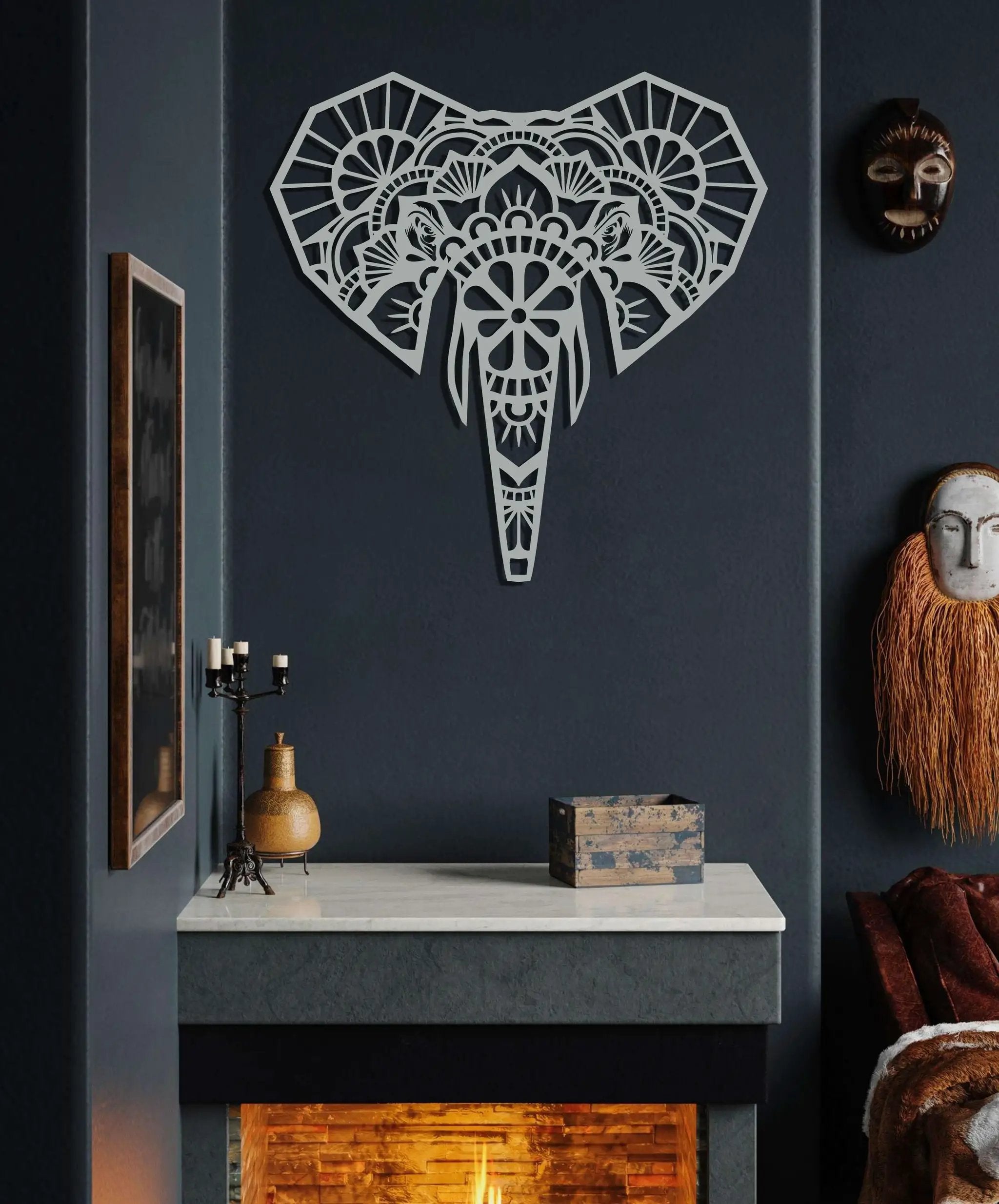 Mandala Elephant  Metal Wall Art