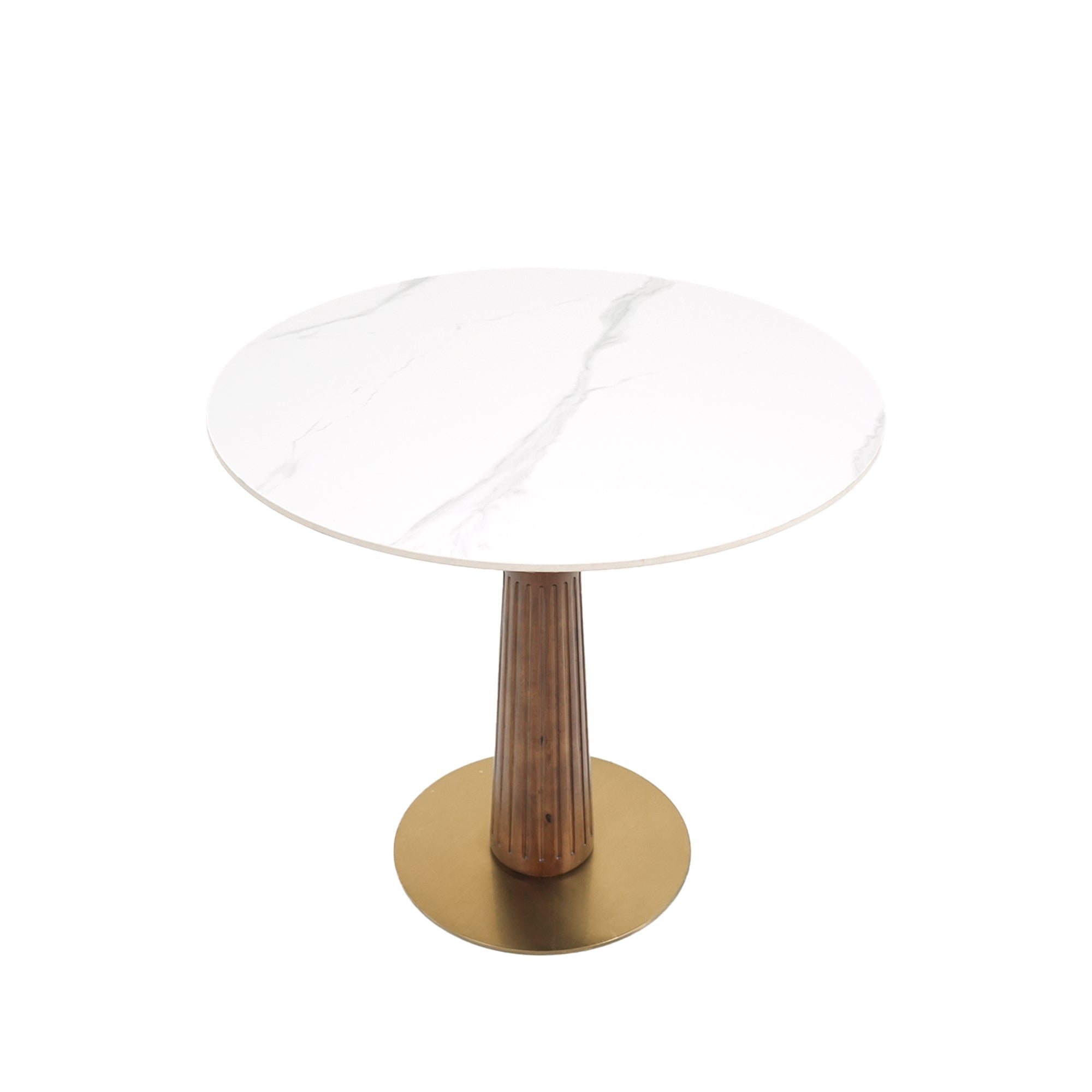Modern Round Dining Table, 33.5' Sintered Stone Table with Wooden Leg & Gold Base, 2 - Person Kitchen Table for Small Space, 150lbs Weight Capacity(Only the Negotiation Table)