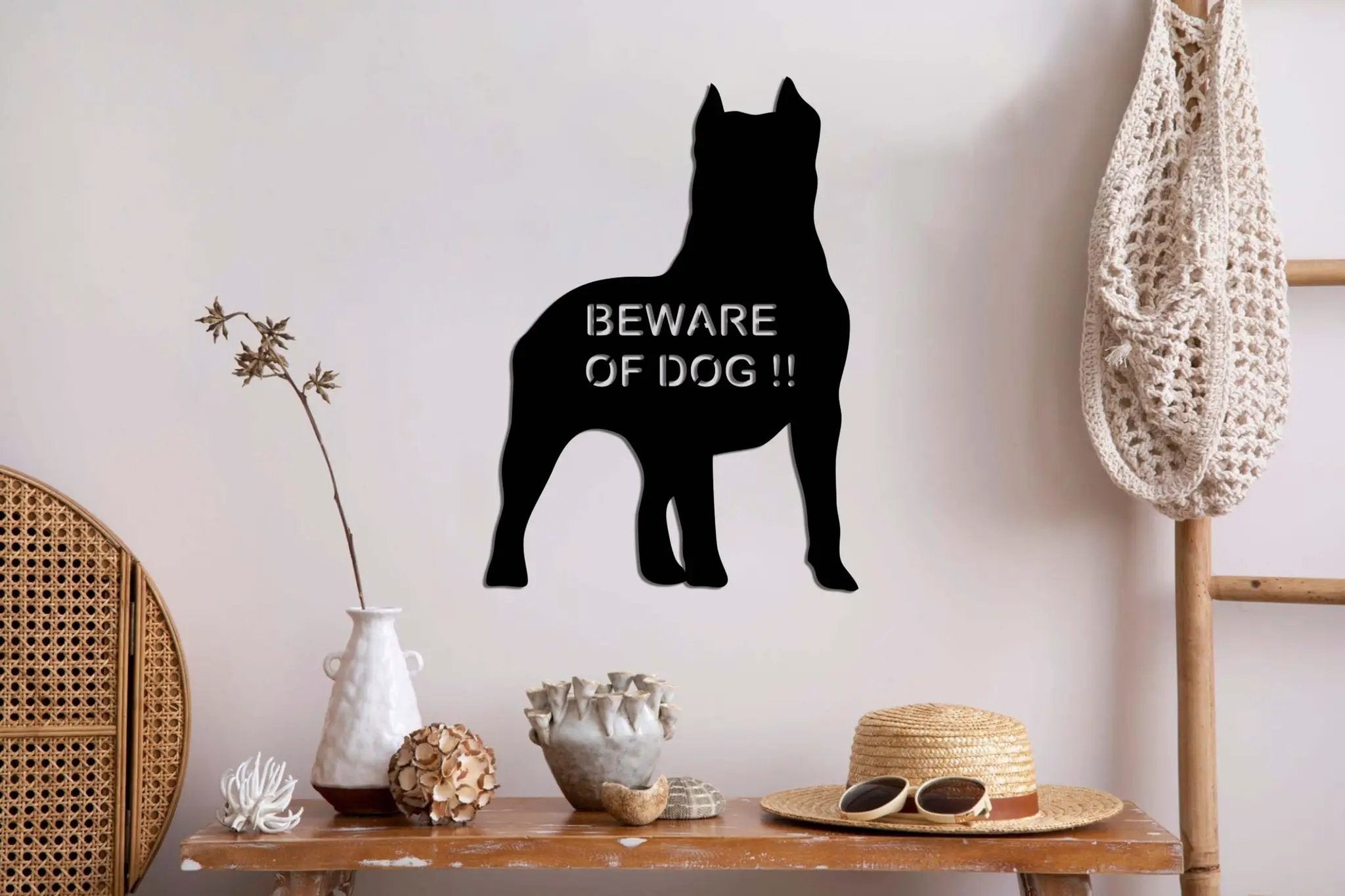 Beware Of Dog Metal Wall Art