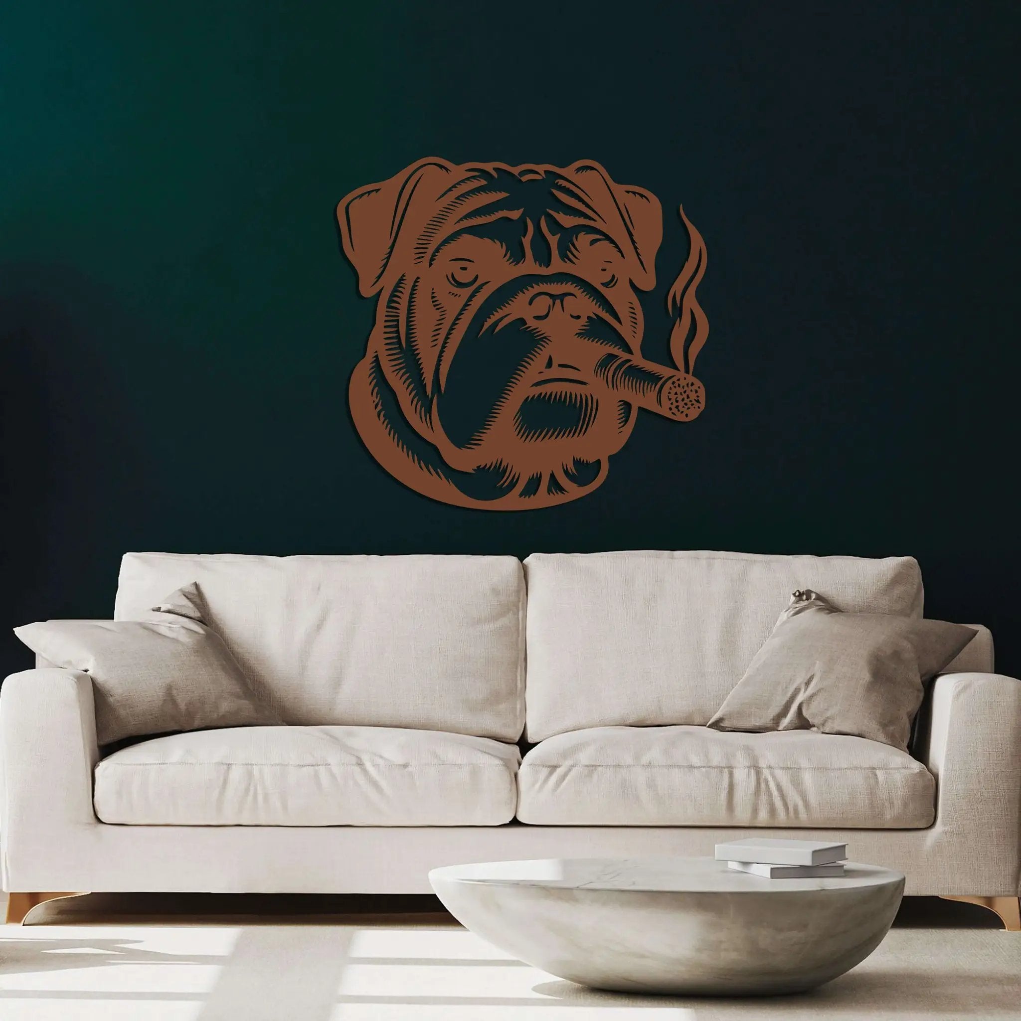 Smoking Dog Metal Wall Art