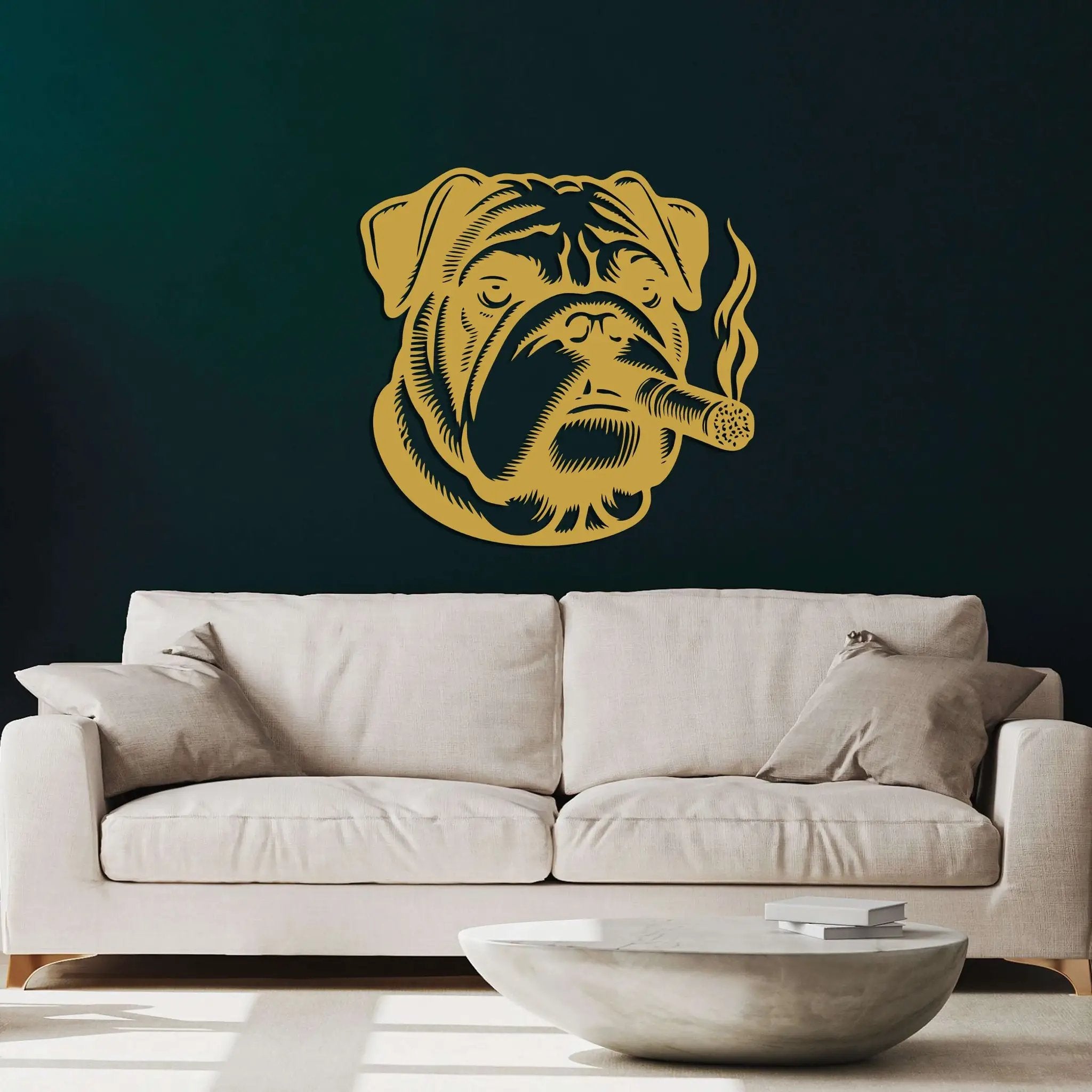 Smoking Dog Metal Wall Art
