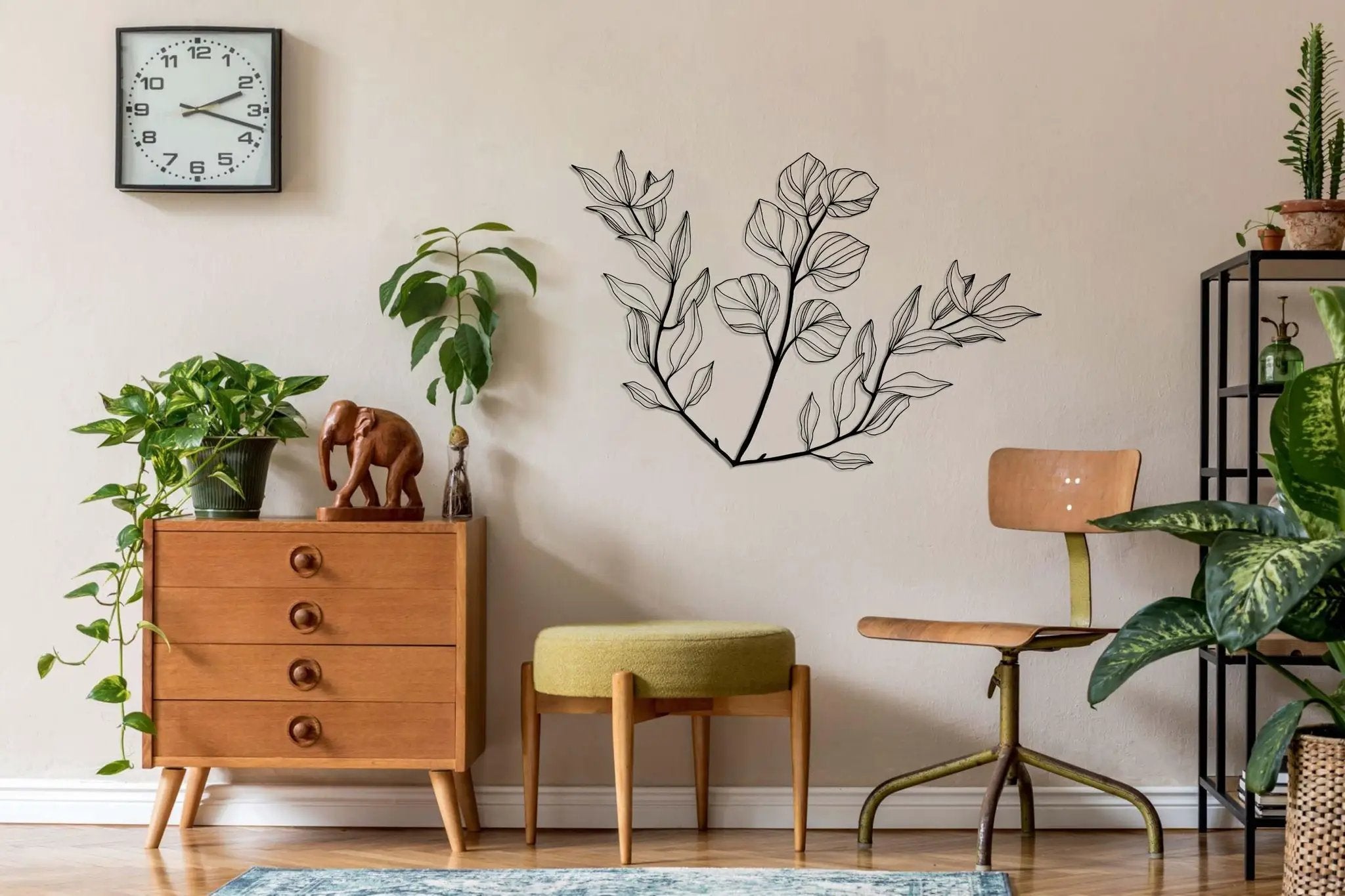 Triple Leaves Metal Wall Art