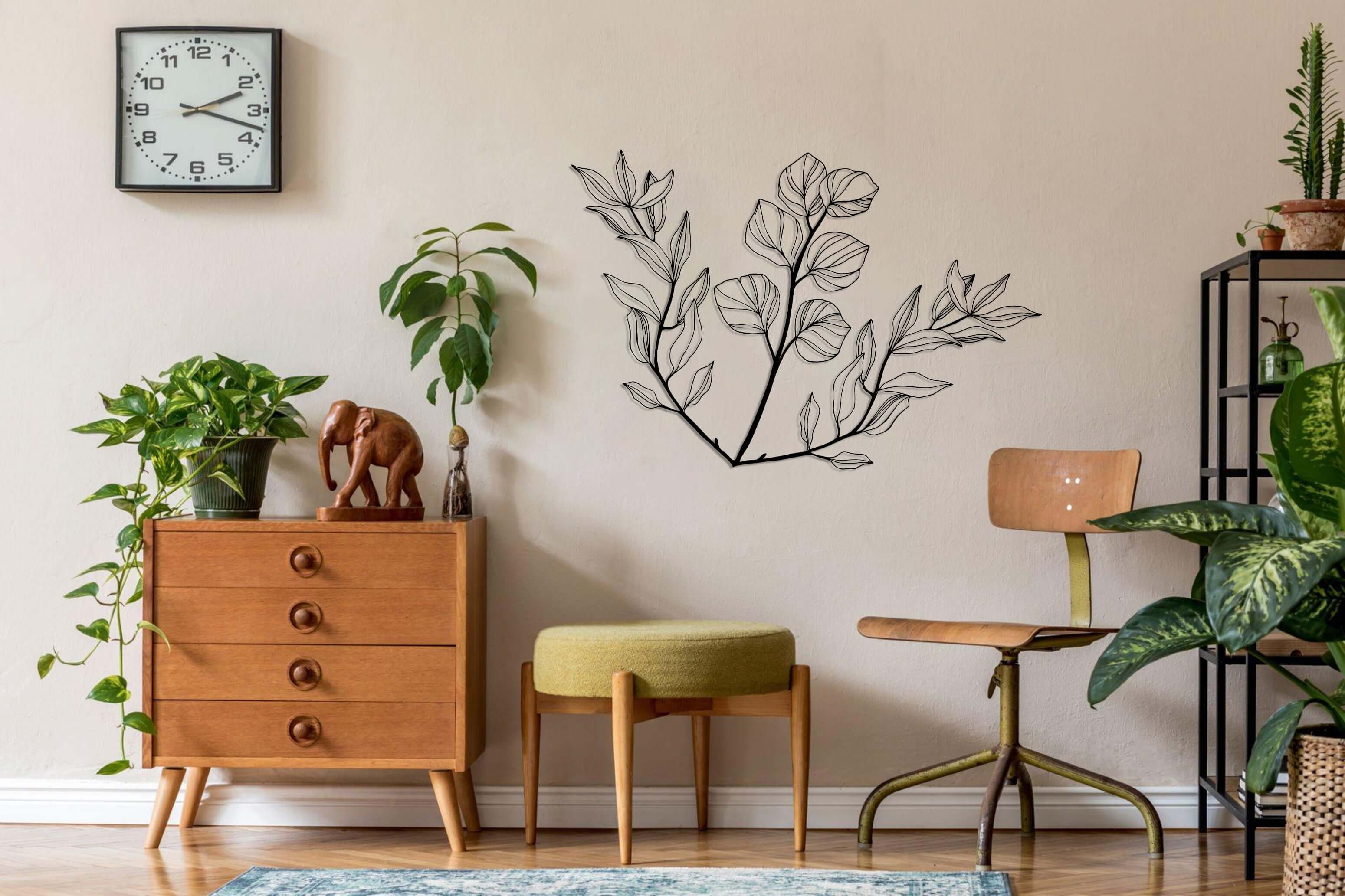 Triple Leaves Metal Wall Art