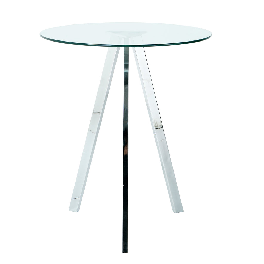 Modern Kitchen Glass dining table ROUND Tempered Glass BAR Table top,Clear BAR Table Metal Legs,electroplated legs (set of 1)