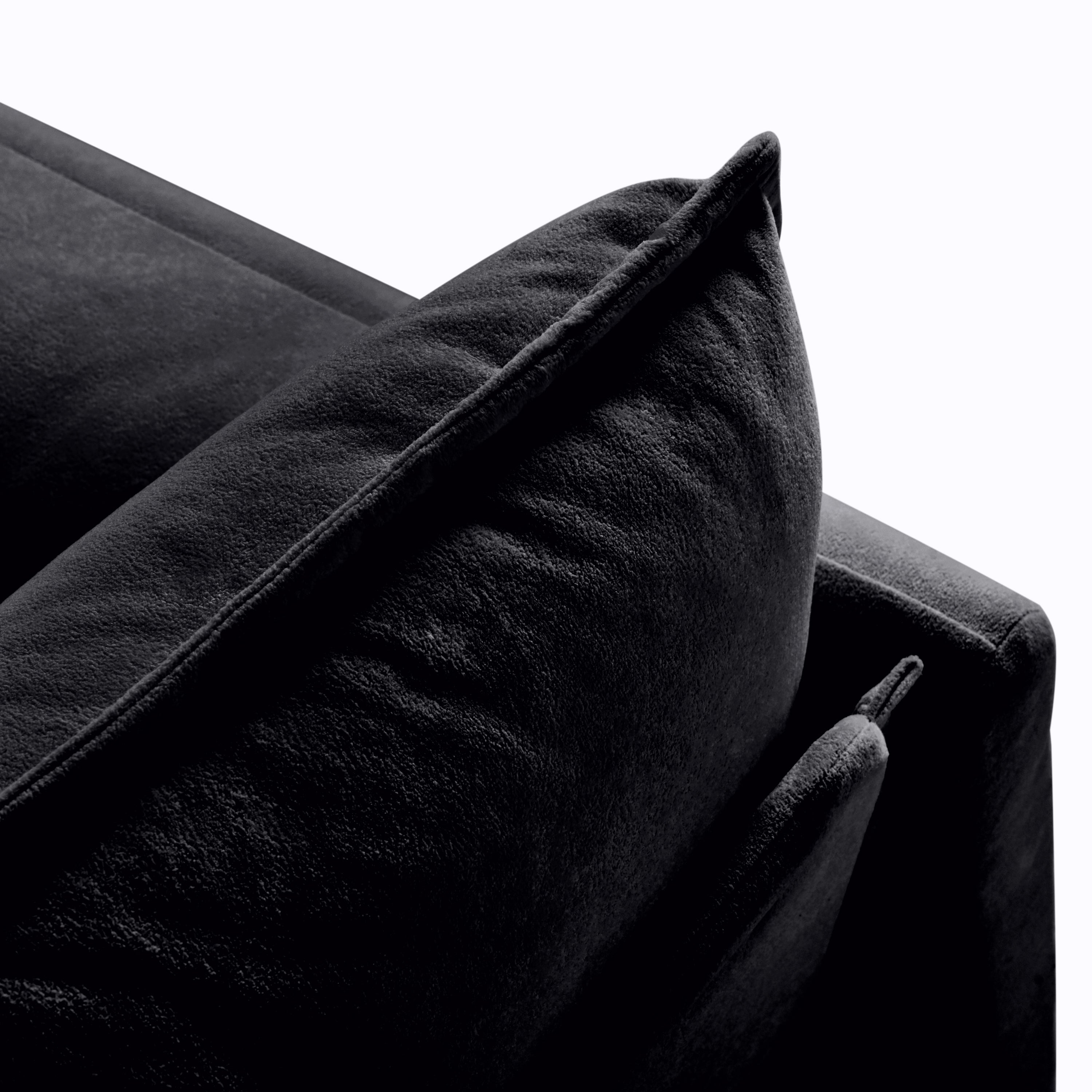 Oversized Deep Seat Sectional Sofa, Green Modern Chenille Cloud Couch, Large 3 Seater Modular Sofa with 3 Pillows for Living Room Bedroom Apartment Office,DIY Combination,Black