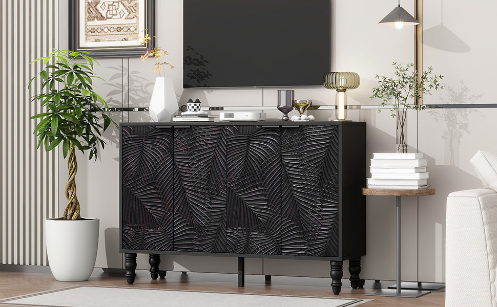 U-Can 47.2'' Modern TV Stand, Entertainment Center Media Console with 2 Spacious Storage Space, Solid Wood Legs and Anti-tip Device For Living room, Up to 43''
