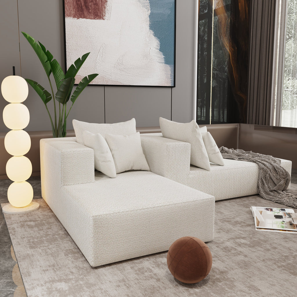 Four seater combination sofa, sofa bed, made of high-density sponge and soft linen fabric, with multiple combination methods (beige)