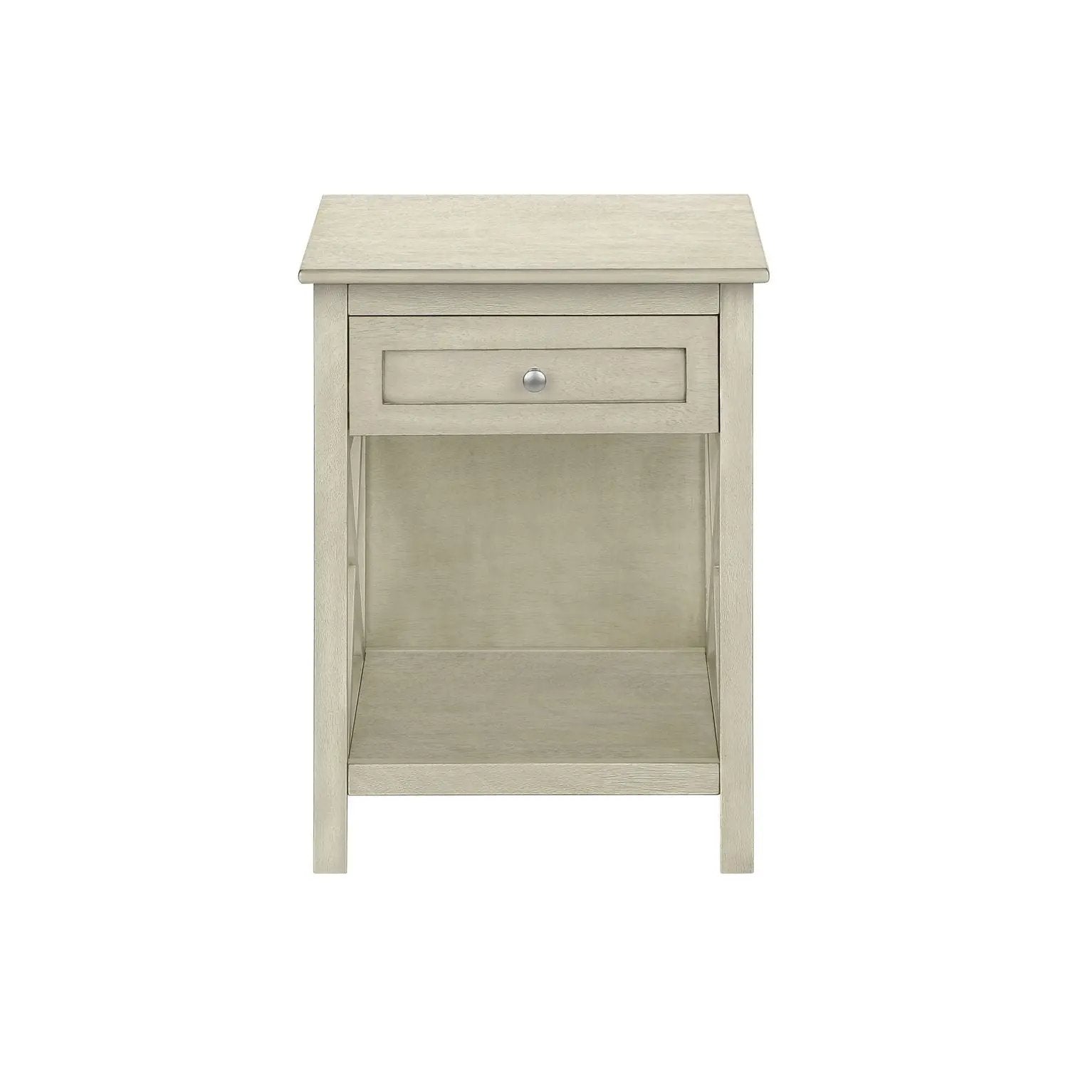 Accent End Table, 2 Tier, Storage Drawer, Transitional Style