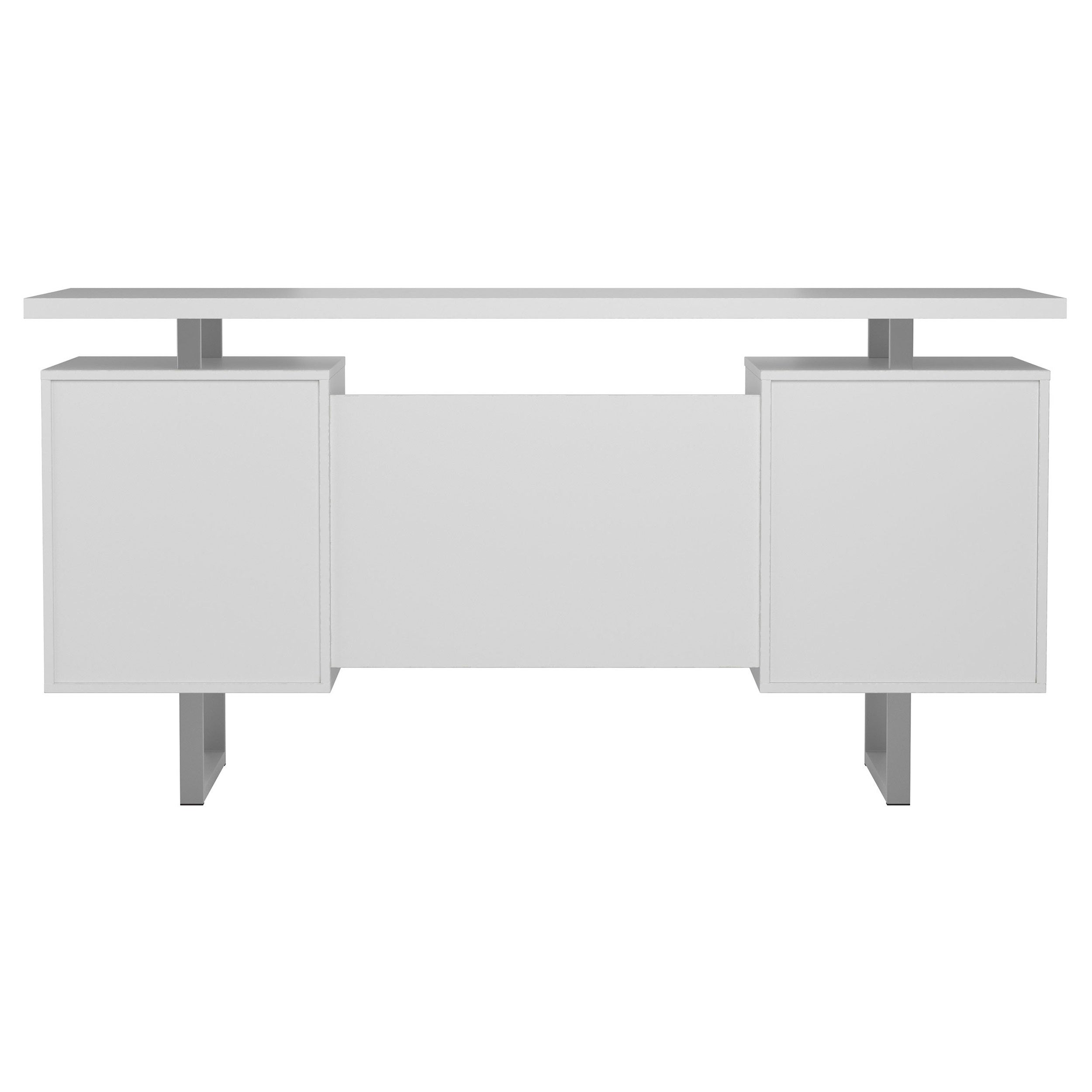 Jensen White High Gloss 2-Drawer Computer Desk
