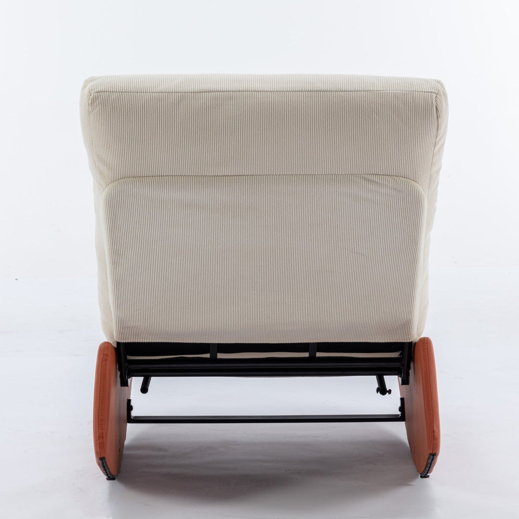 Modern Rocking Chair Recliner, Comfy Rocker Nursery Chair with Footrest, Accent Reading Chair, Upholstered Lounge Chair for Relaxing, Resting,Soft Padded Rocker  for Indoor Living Room Bedroom,Orange