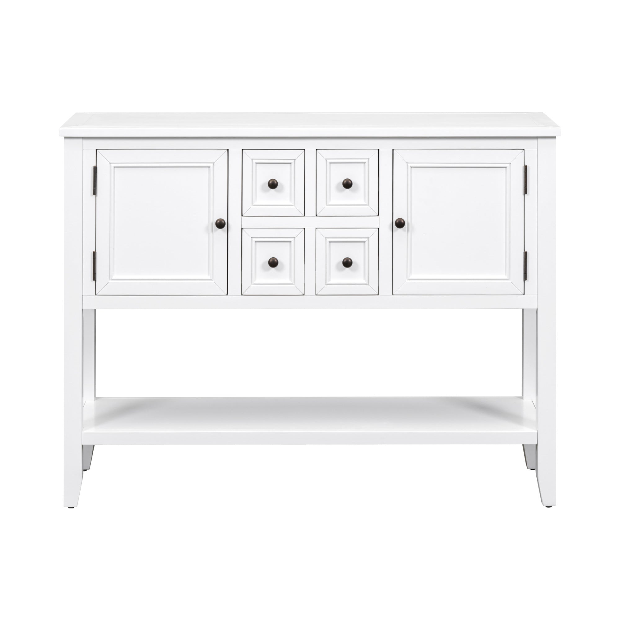 TREXM Cambridge Series  Ample Storage Vintage Console Table with Four Small Drawers and Bottom Shelf for Living Rooms, Entrances and Kitchens (White, OLD SKU: WF190263AAA)