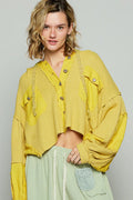 POL Raw Hem Cropped Hooded Jacket