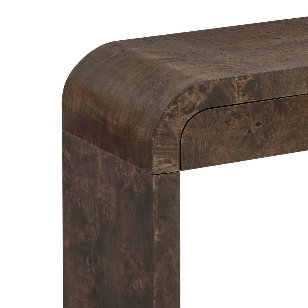 U_STYLE 60''Wooden Entryway Table with Burl Veneer, Console Table with 2 Large Drawers and Metal Handles,Multi-Functional Sofa Table with 2 Sturdy Legs,Suitable for Living Room, Foyer,Hallway, Office