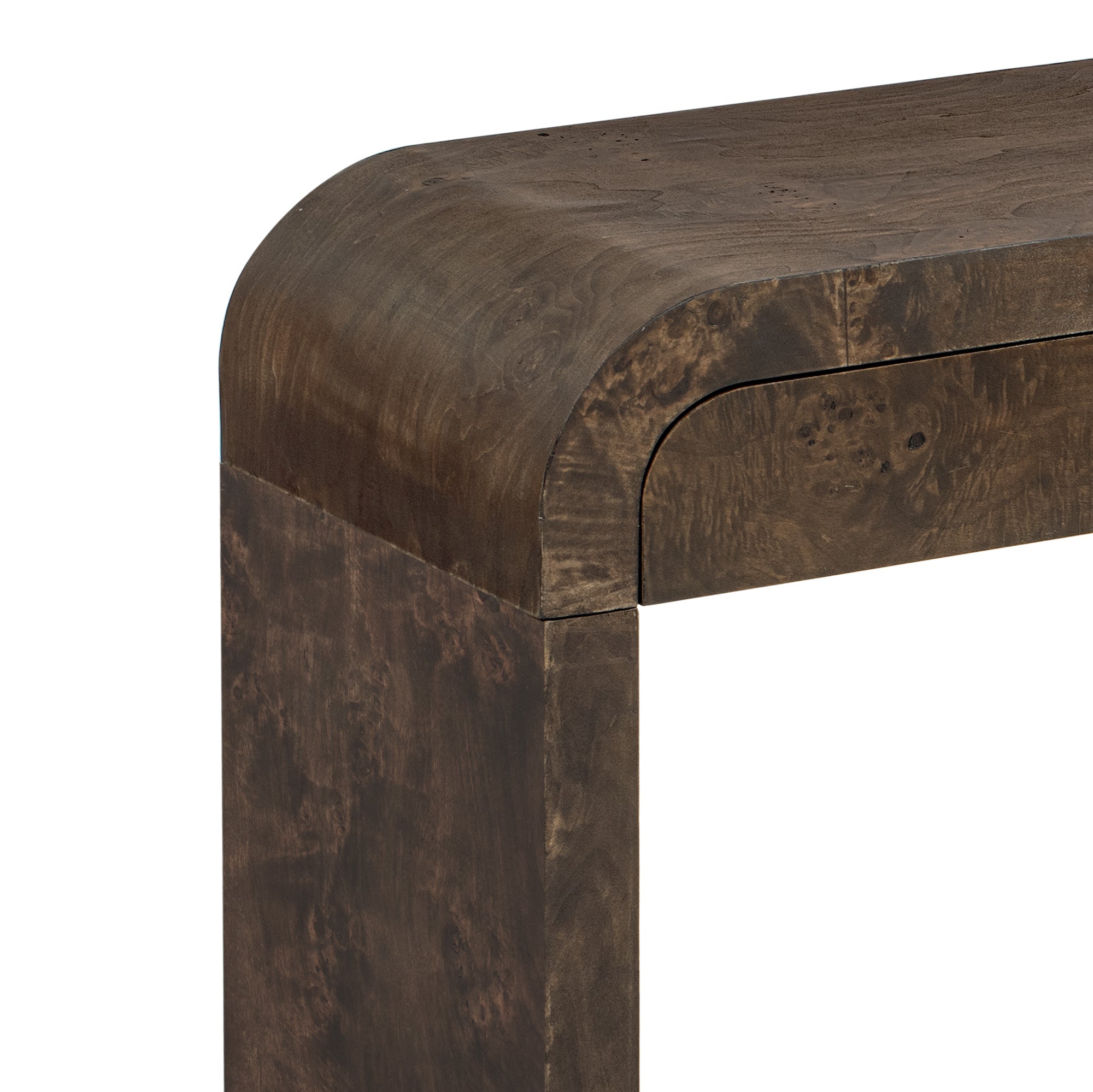 U_STYLE 60''Wooden Entryway Table with Burl Veneer, Console Table with 2 Large Drawers and Metal Handles,Multi-Functional Sofa Table with 2 Sturdy Legs,Suitable for Living Room, Foyer,Hallway, Office