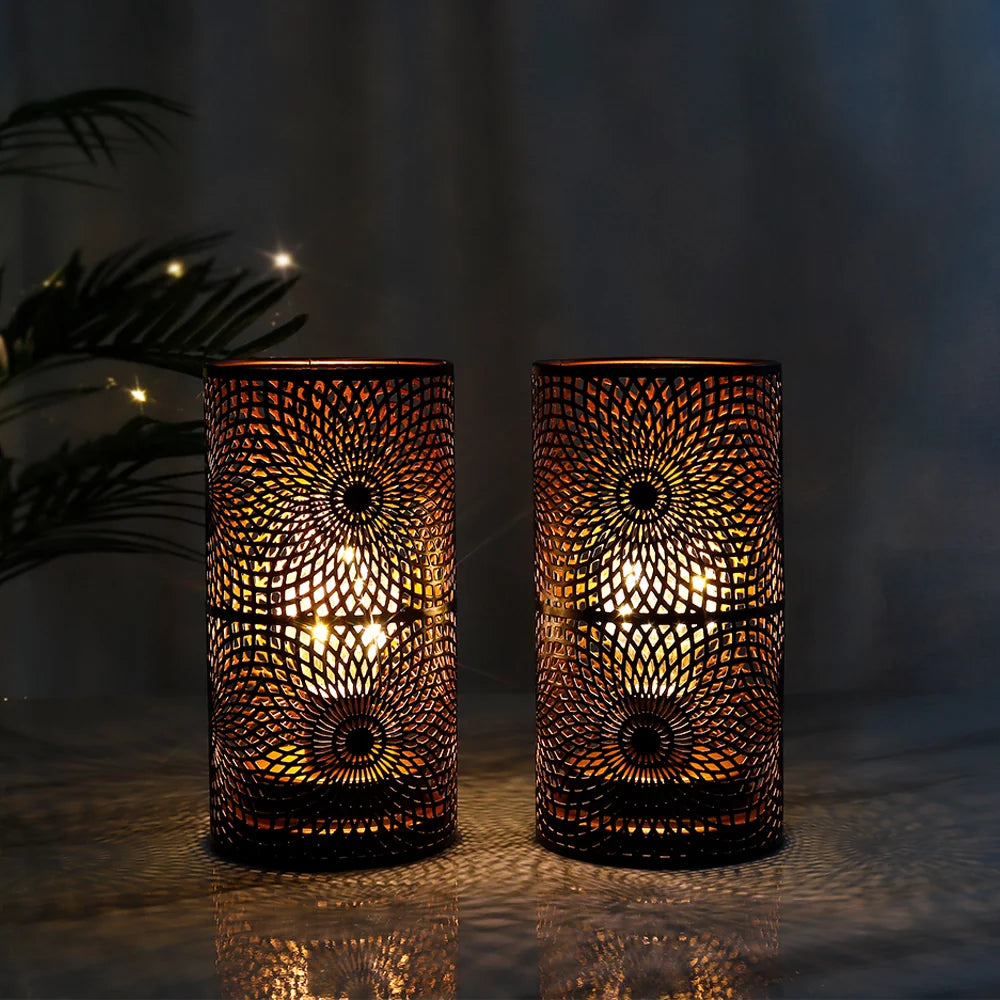 Set of 2-7.5"H Black Table Metal Lamps