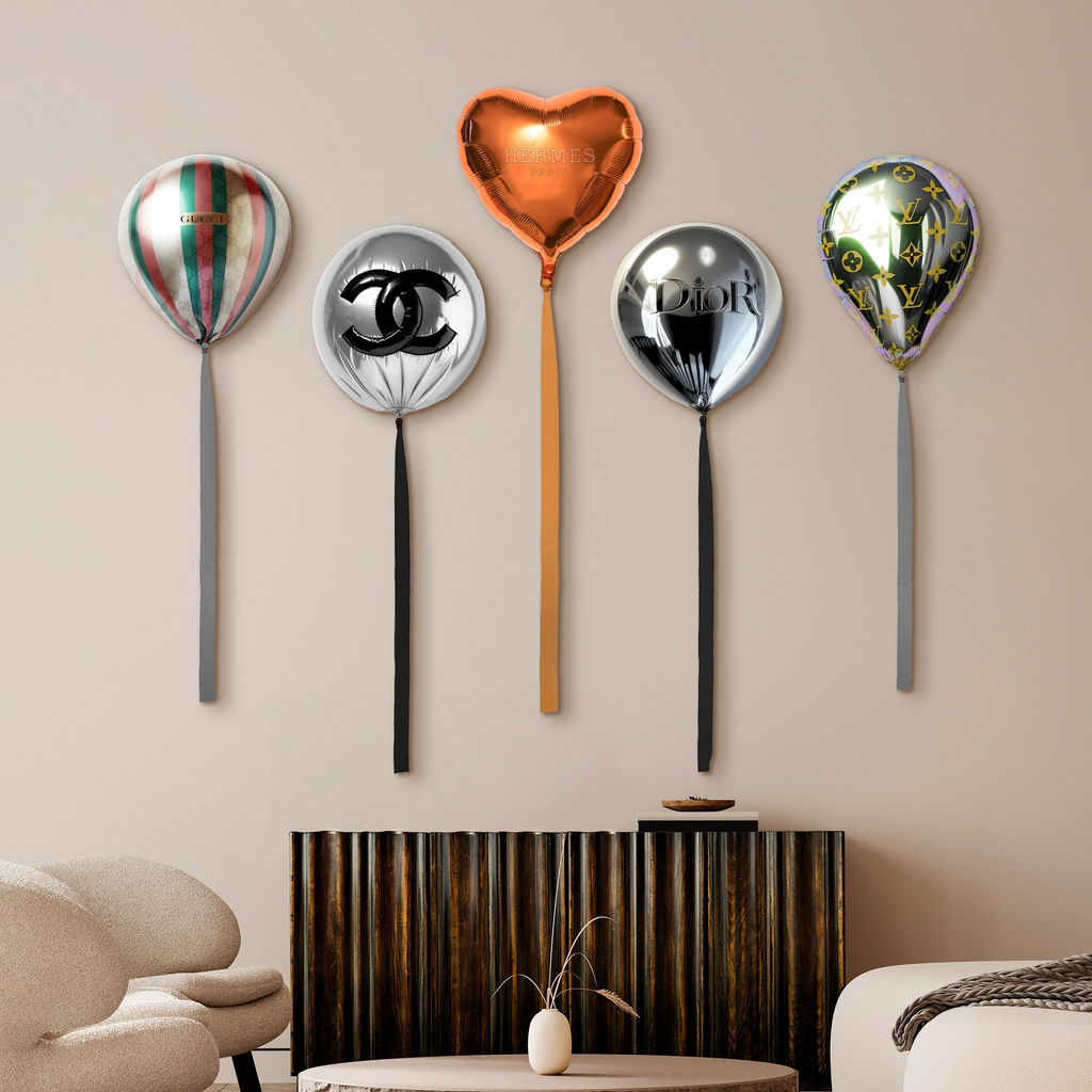 Luxury Orange Heart-Shaped Acrylic Balloon Wall Art with Ribbon – Designer-Inspired