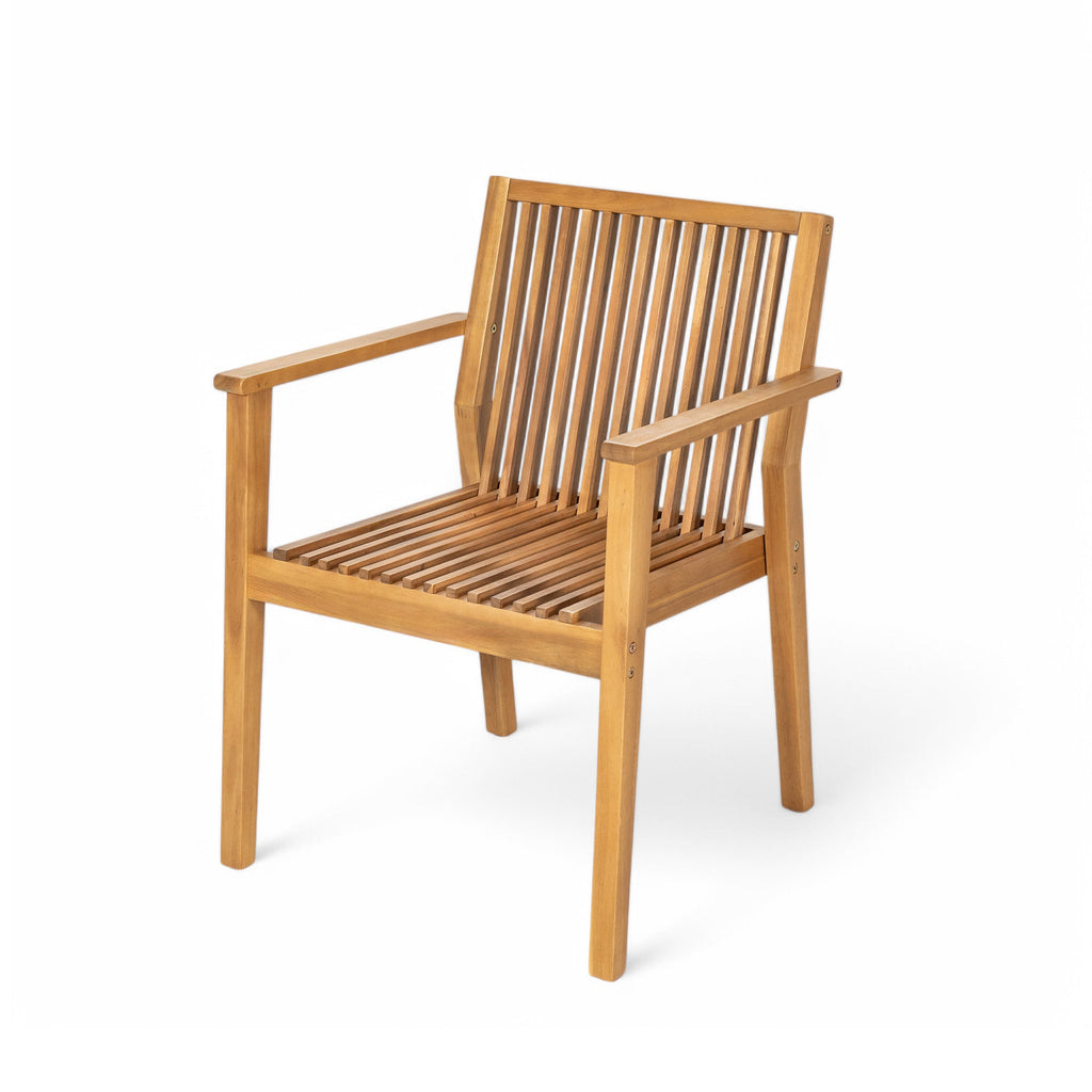 Durable 5 - Piece Patio Furniture Set Acacia Wood Table and 4 Heavy-Duty Cushioned Chairs, Natural