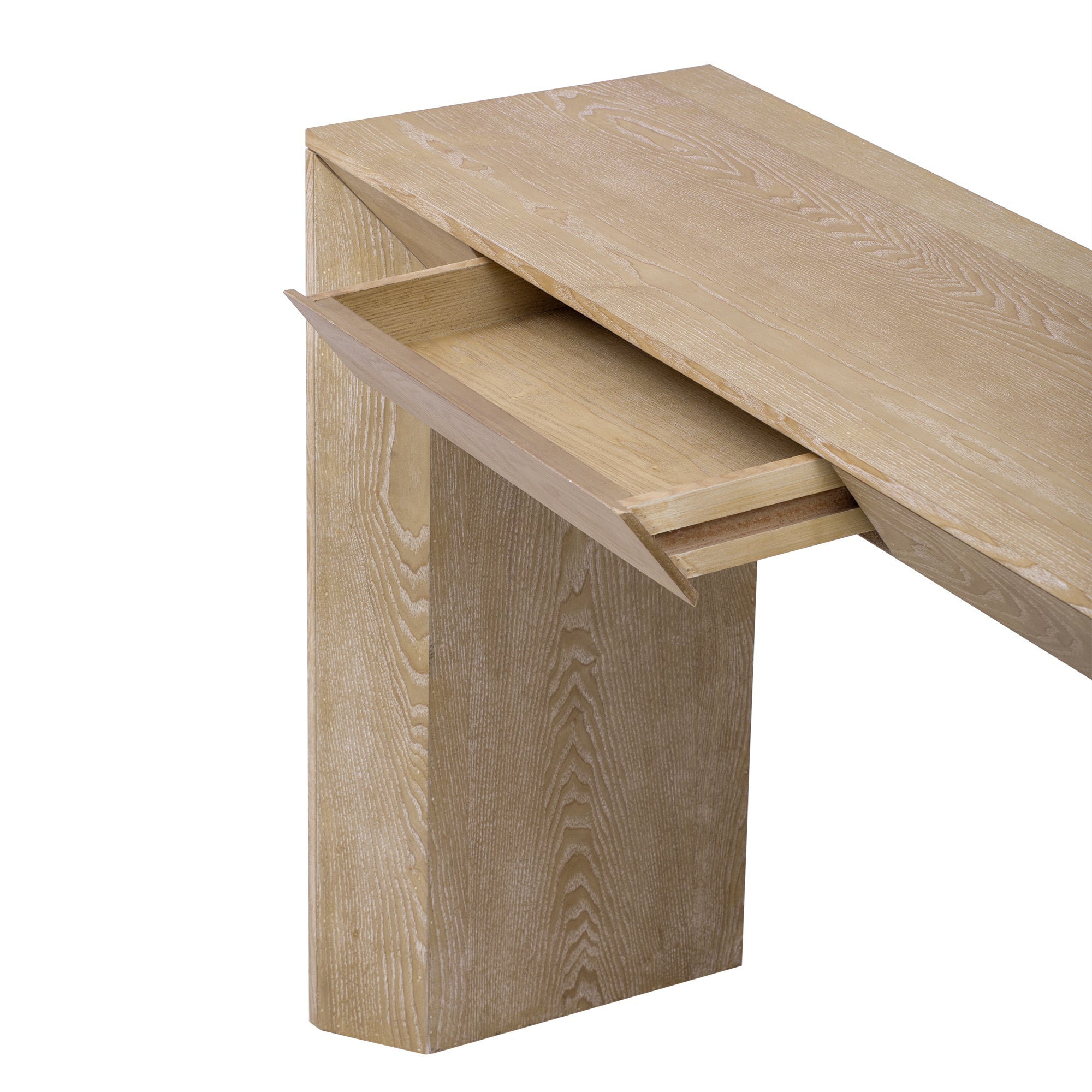 TREXM 60' Modern Farmhouse Console Table with 2 Concealed Drawers, Waterfall Design Entryway Table with Thickened Legs & Rustic Wood Grain for Living Room, Entryway & Hallway (Natural)