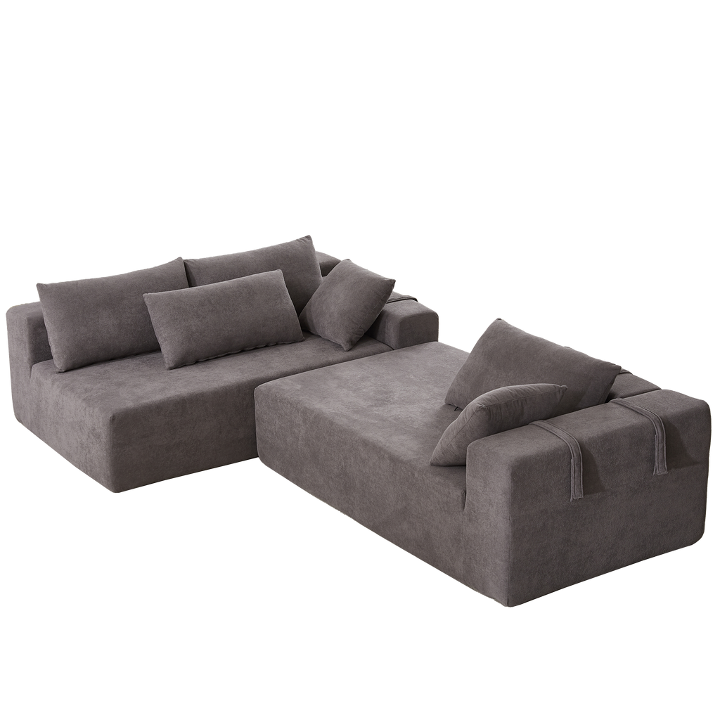 Modern Chenille Upholstered Sectional Sofa Couch Set,Modular 108' L Shaped Sectional Living Room Sofa Set With 6 Pillows,Free Combination Sofa Couch for Living Room,Bedroom(Left Chaise)