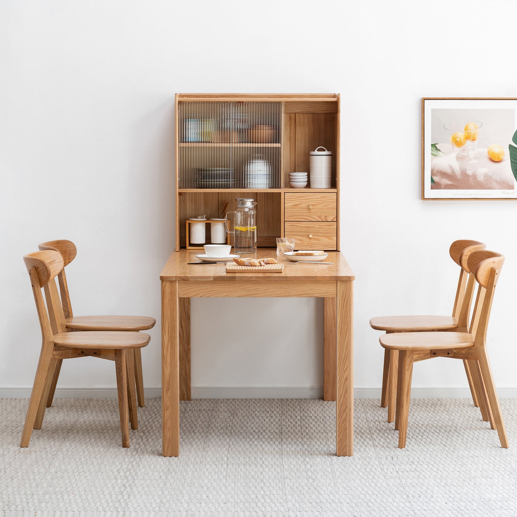 Natural Oak Dining Chair Set of 2 - Solid Wood, FAS Grade, 46.5 * 54 * 80cm