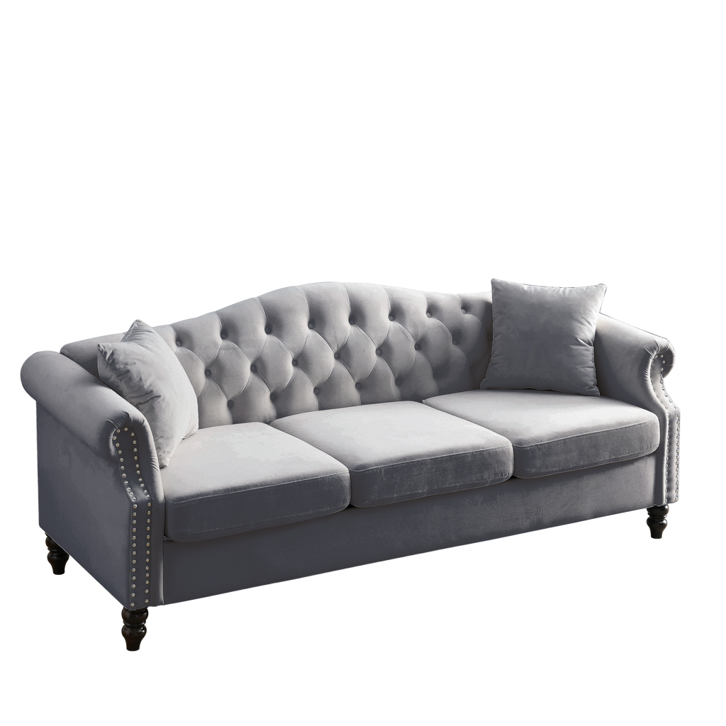 3-seater + 3-seater Combination sofa.Grey Velvet W834S00064