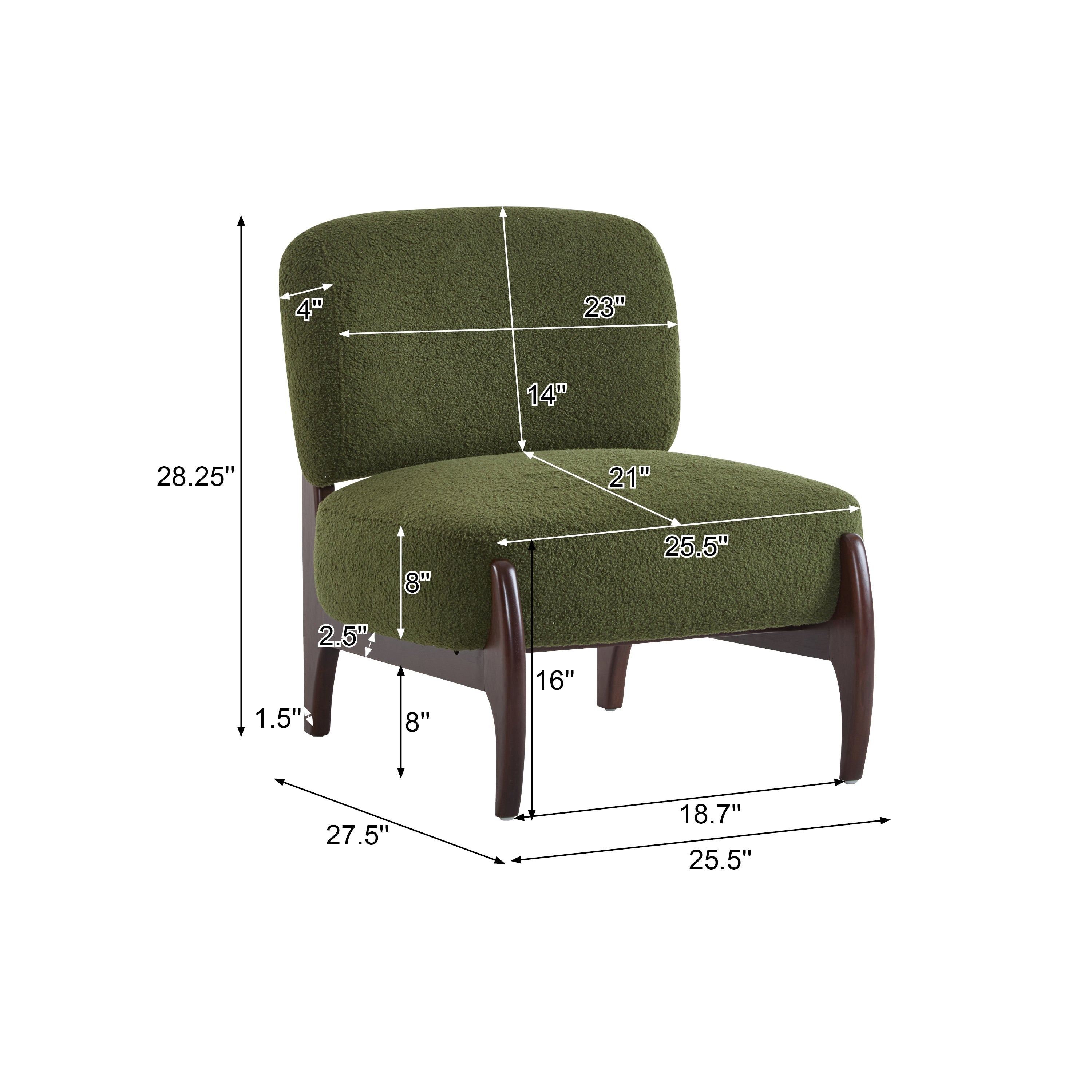 [Set of 2] 25.5' Modern Boucle Lounge Chair with Solid Wood Frame, Soft and Durable Boucle Upholstery, Perfect for Living Room, Bedroom, or Office