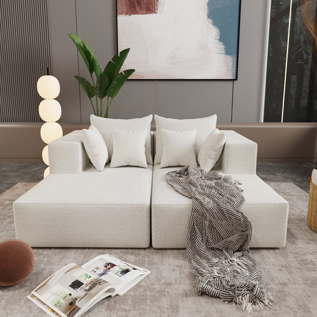 Four seater combination sofa, sofa bed, made of high-density sponge and soft linen fabric, with multiple combination methods (beige)