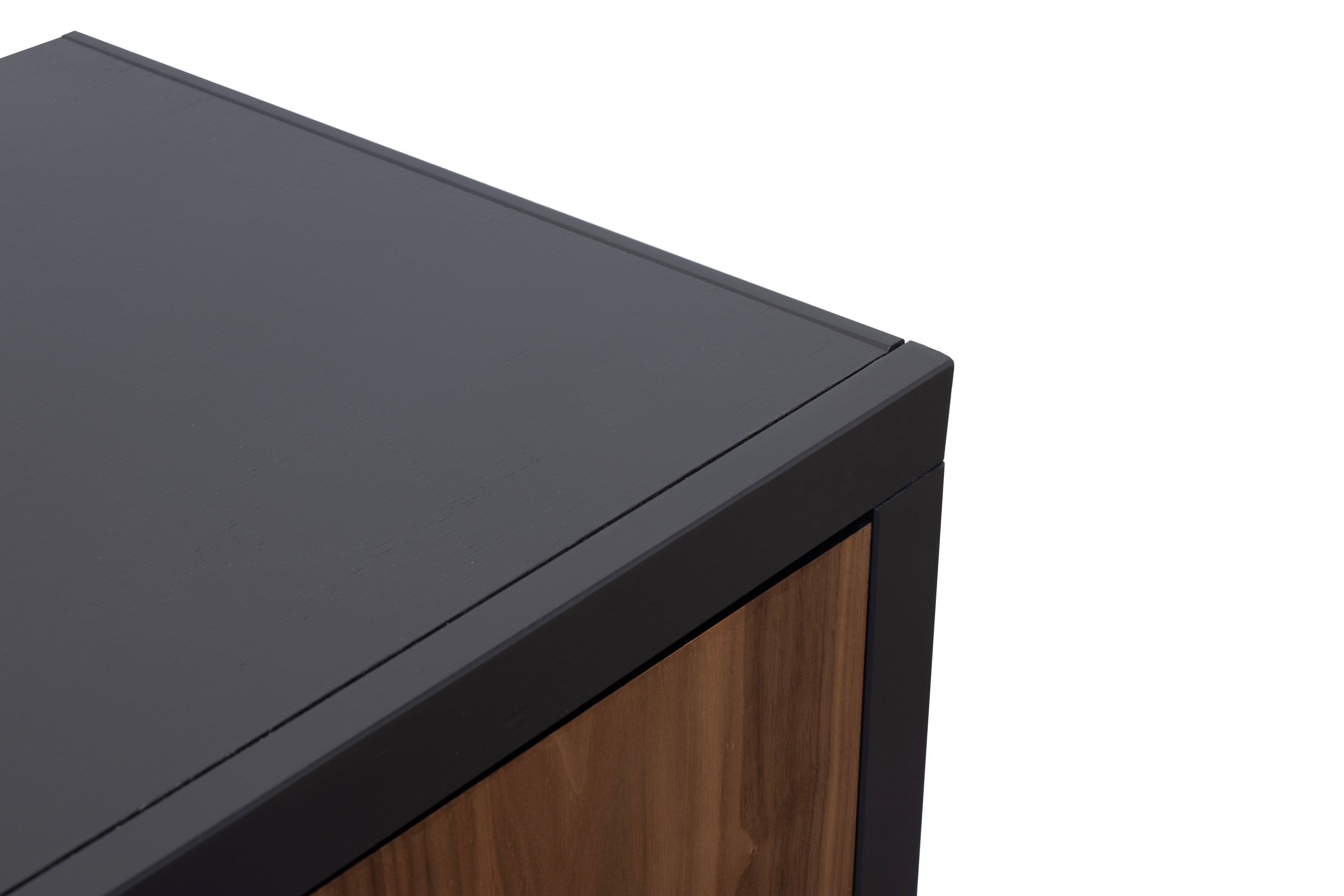 Aria 66 inch TV Stand for TVs up to 80 inches, No Assembly Required, Black and Walnut Finish