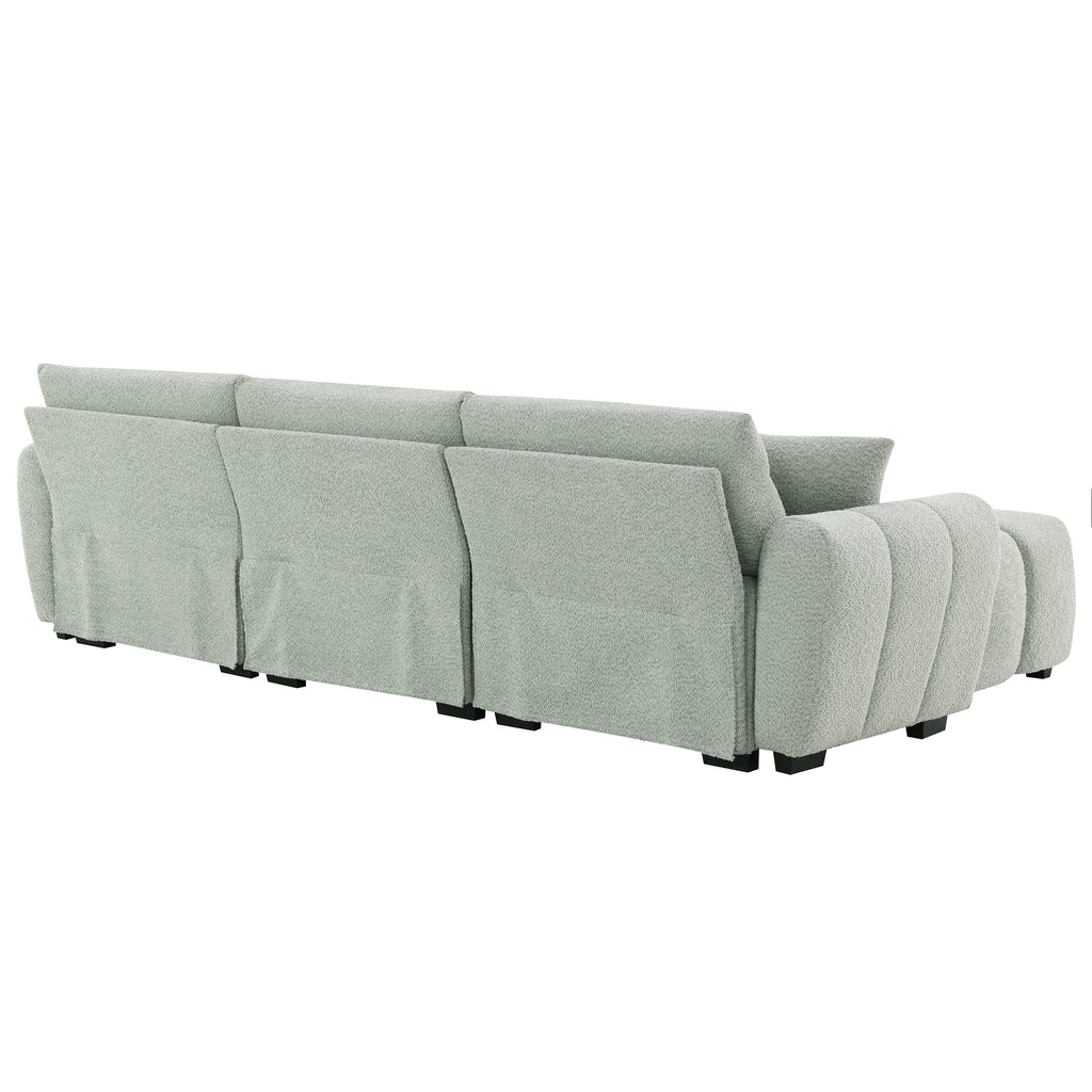 110' Modular Sectional Sofa, L Shape with Extra-large Seat, Pull-line Design, Movable Ottoman, High Density Foam, Free Combination, Sturdy Metal&Wood Frame, Boucle Fabric, 3 Colors