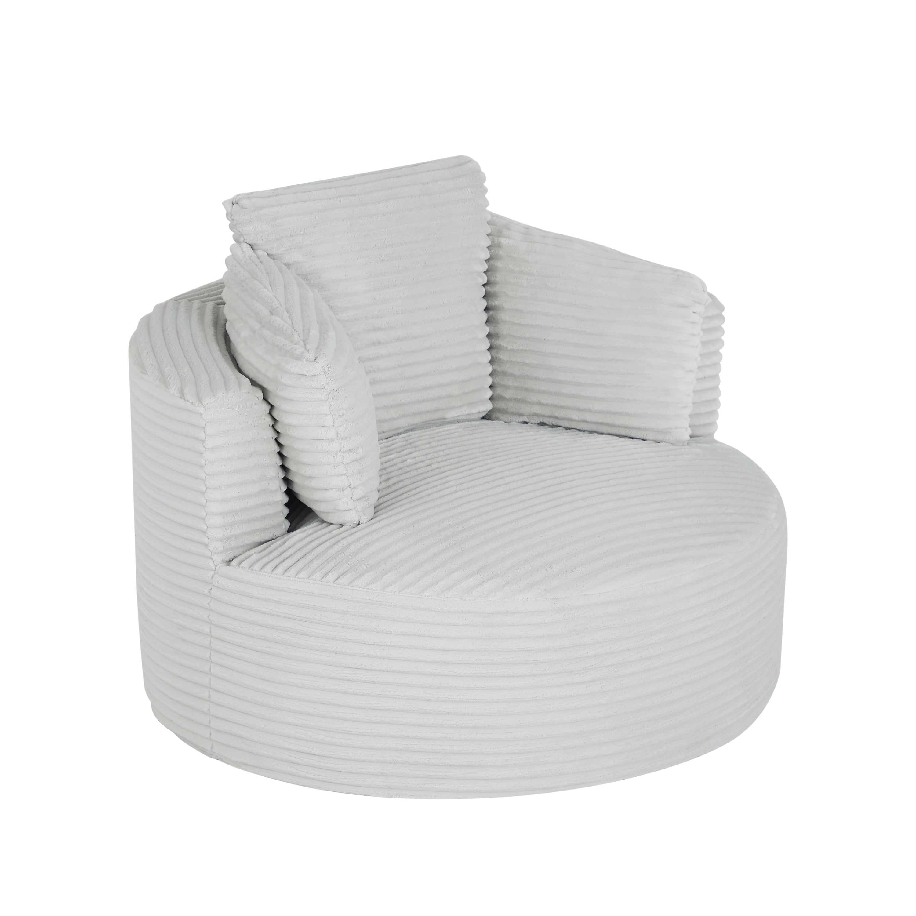 Compressible Corduroy Round Chair with Cushioned Backrest - Modern Comfort Seating for Living Room,Office,Apartment(no swivel)