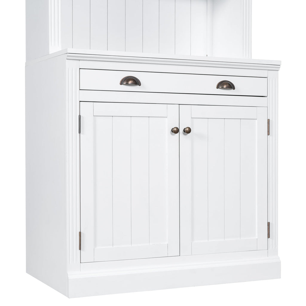 83.4"Tall Bookshelf Suite, Modern Bookcase Suite with LED Lighting,Doors and Drawers,2-Piece Set Storage Bookcase with Open Shelves for Living Room,Home Office,White