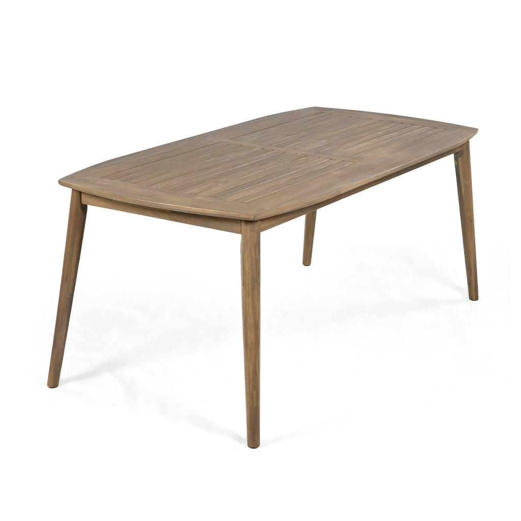 Acacia Wood Dining Table 8-Person Outdoor Table, Farmhouse Furniture for Patio, Garden, Backyard, Light Brown 180 LBS Weight Capacity 70.75'L