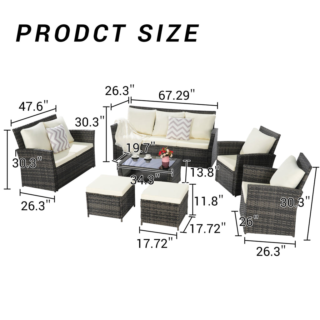 7 PCS PE/RATTAN OUTDOOR FURNITURE SET PATIO FURNITURE SET 9 SEATER