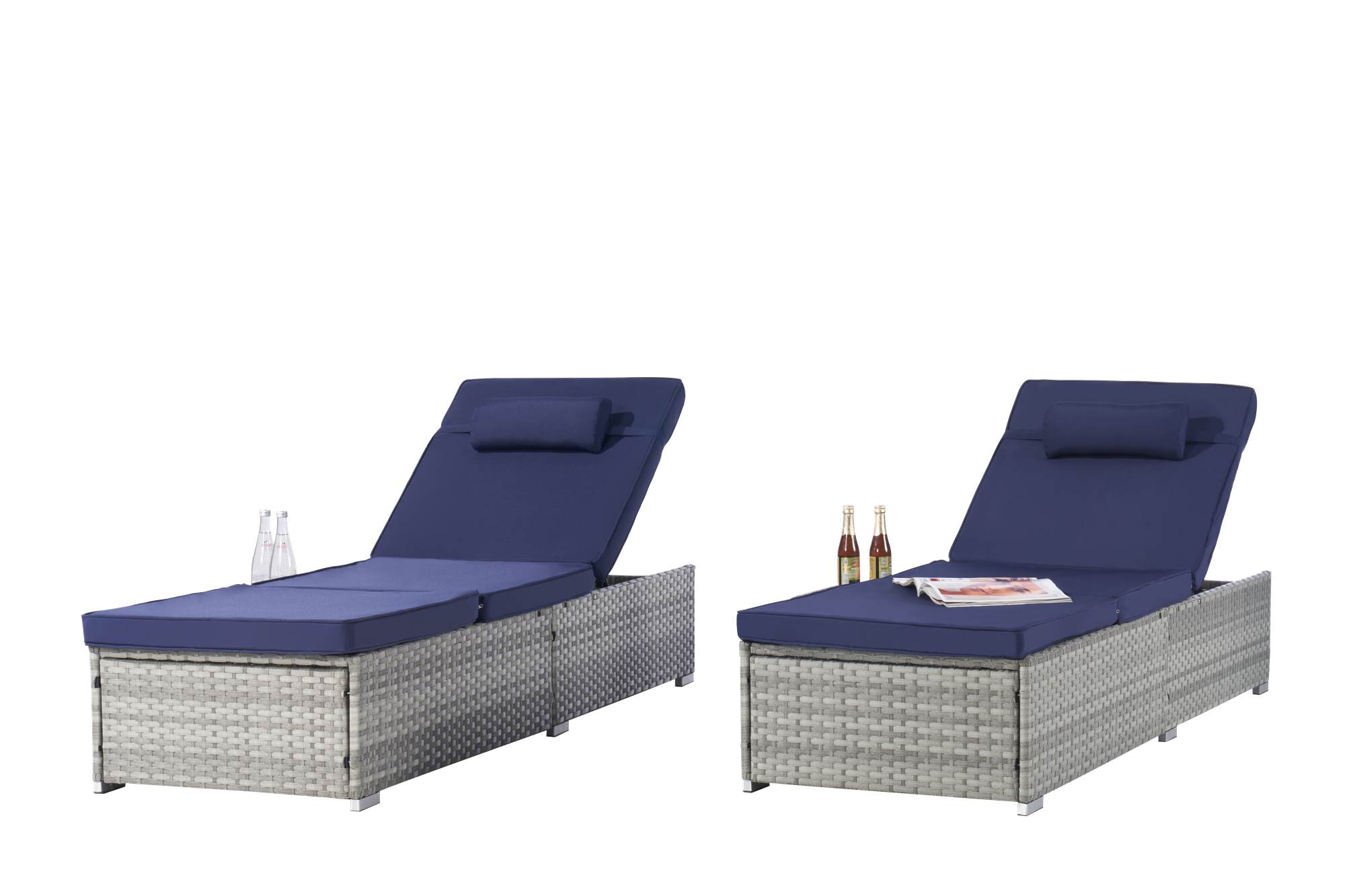OUTDOOR  SOFA  PE RATTAN FURNITURE  DECK CHAIR GRAY RATTAN